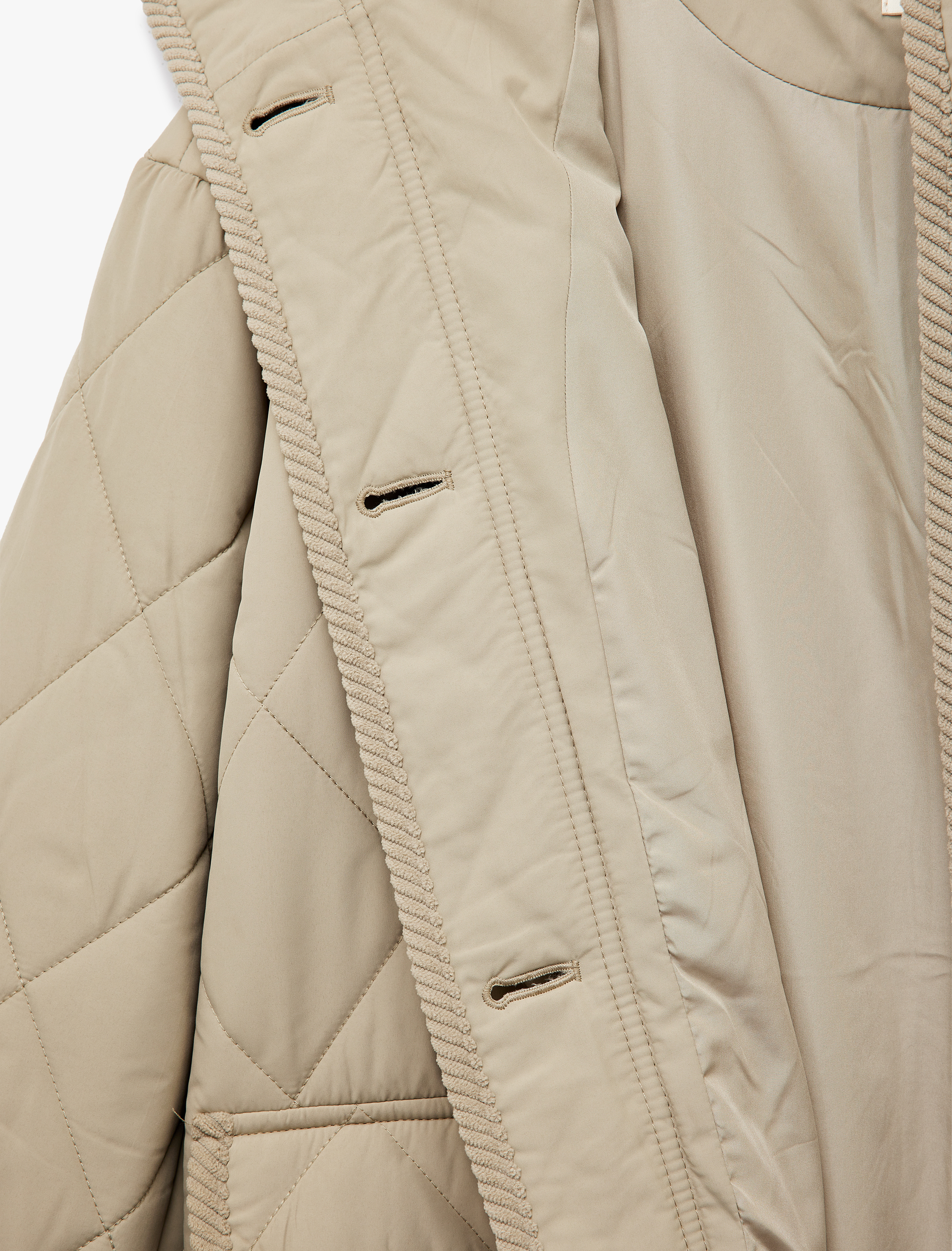   Uzun Kollu Düğmeli Cepli Kapüşonlu Kapitone Mont