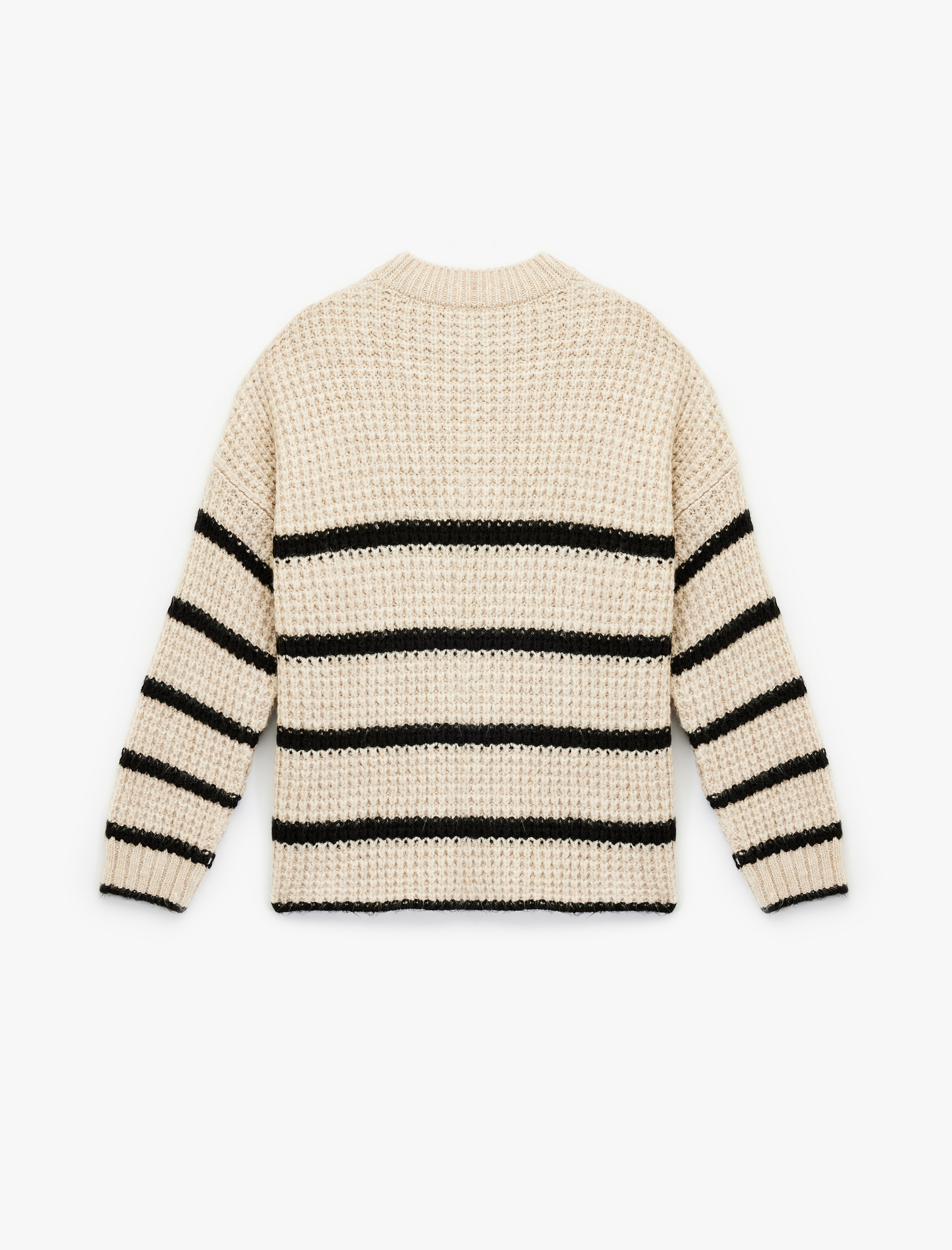   Şerit Desenli Bisiklet Yaka Uzun Kollu Triko Kazak