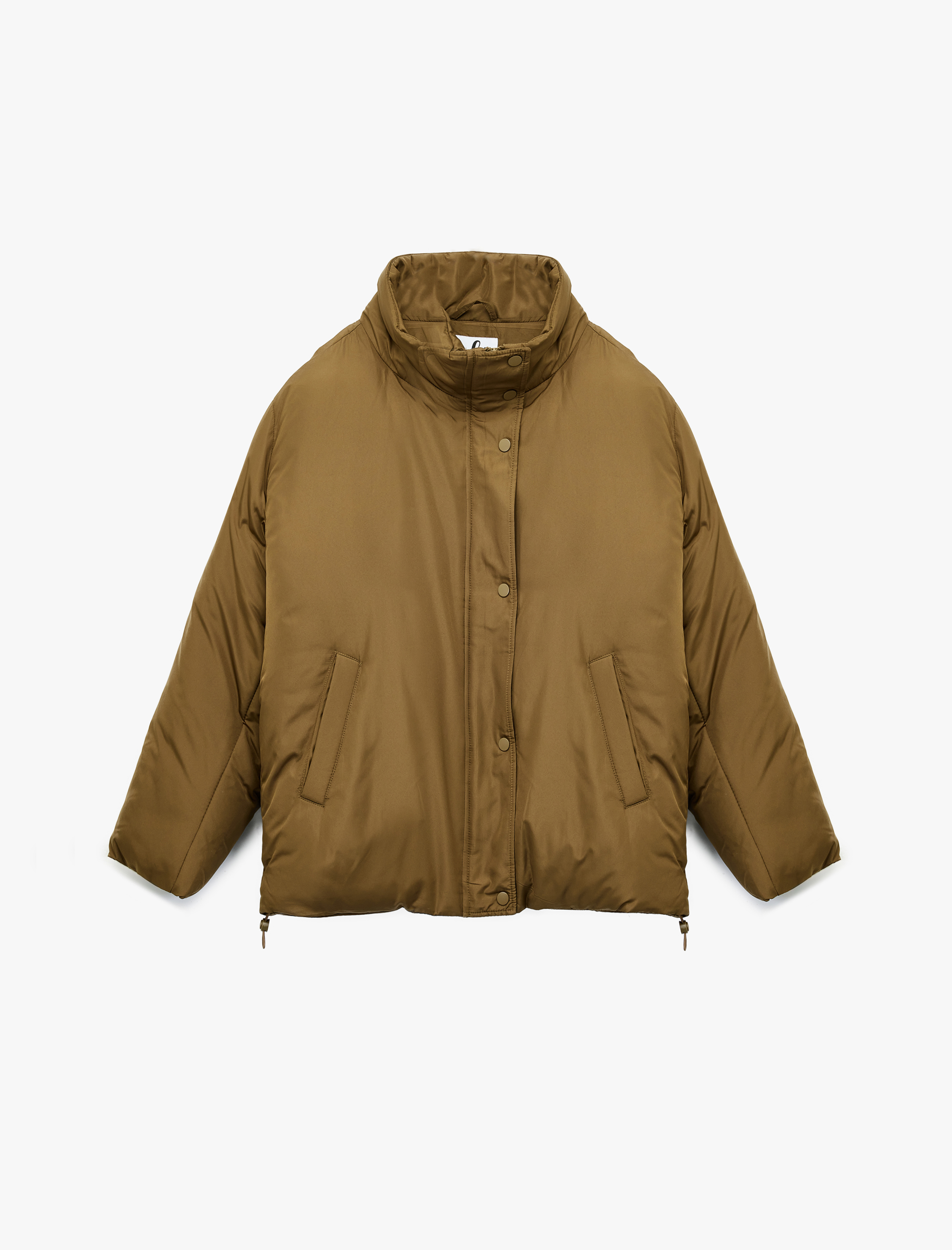   Dik Yaka Çıtçıt Düğmeli Cepli Uzun Kollu Rahat Kalıp Anorak Ceket