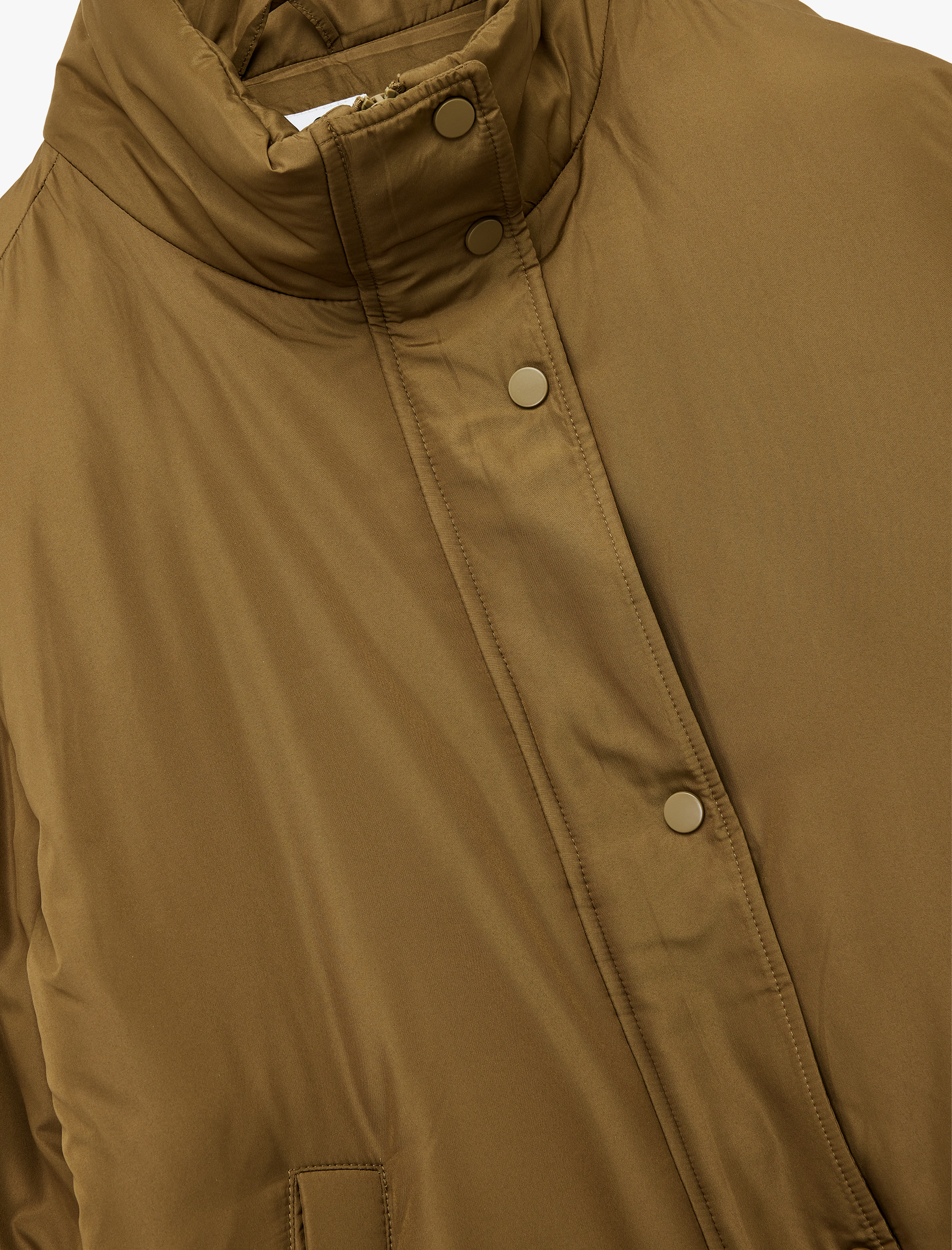   Dik Yaka Çıtçıt Düğmeli Cepli Uzun Kollu Rahat Kalıp Anorak Ceket