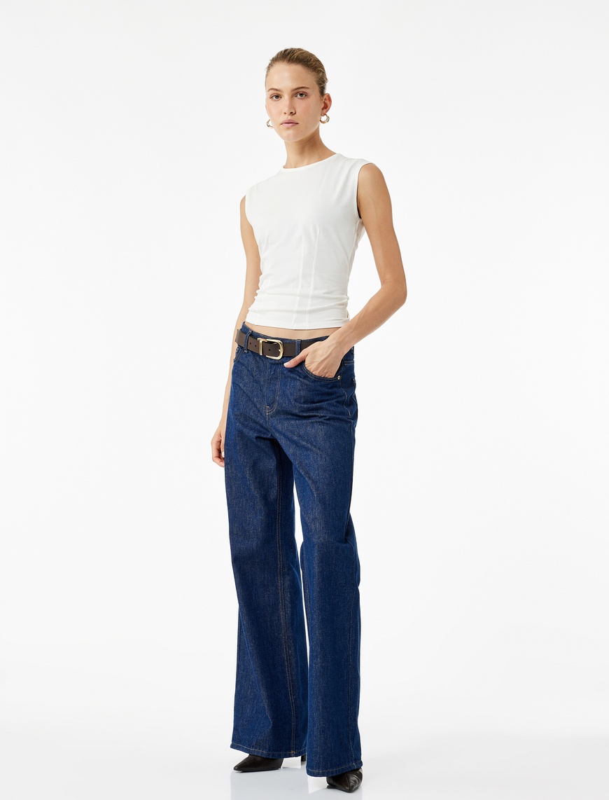   Bisiklet Yaka Slim Fit Pamuklu Kolsuz Bluz