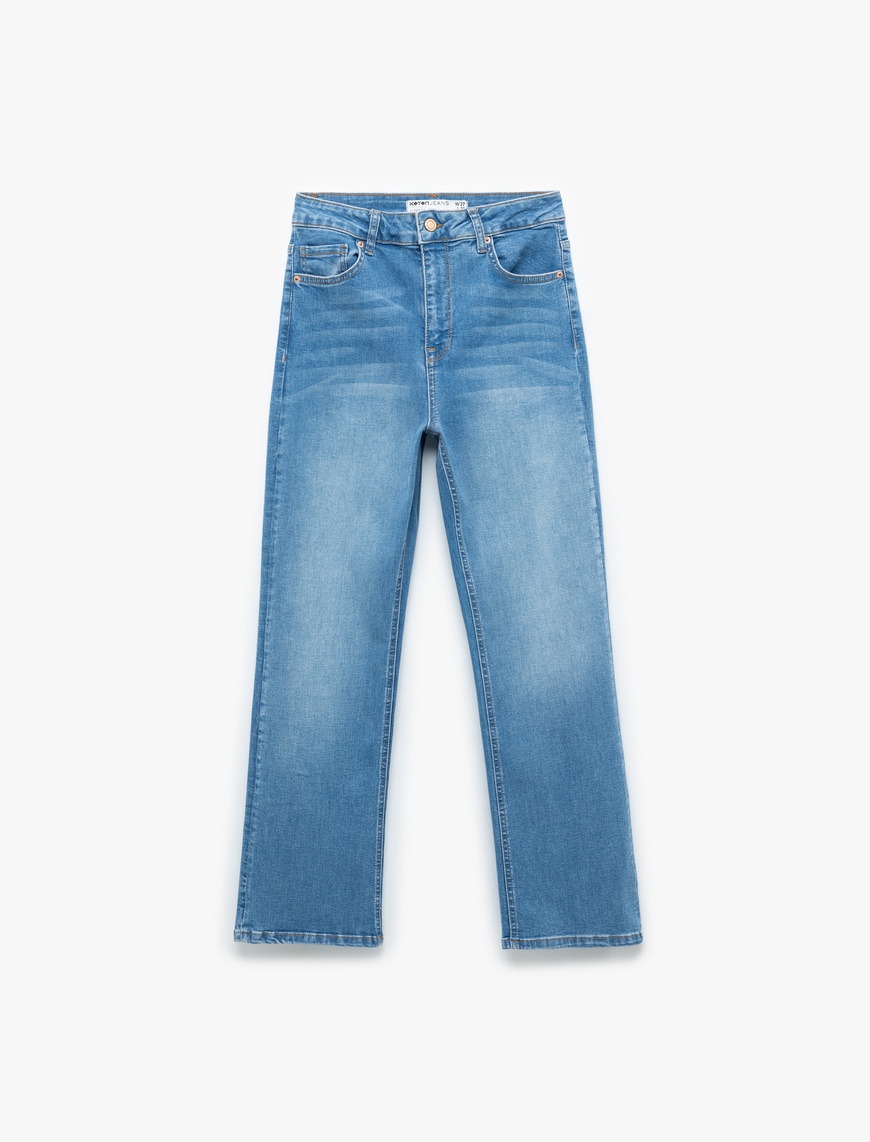  Yüksek Bel Kısa İspanyol Paça Jean Pantolon - Flare Jeans