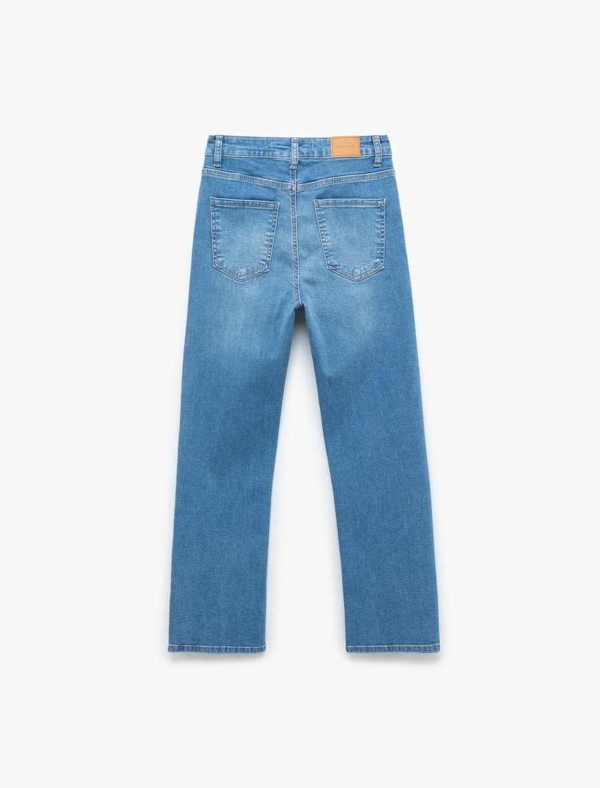   Yüksek Bel Kısa İspanyol Paça Jean Pantolon - Flare Jeans