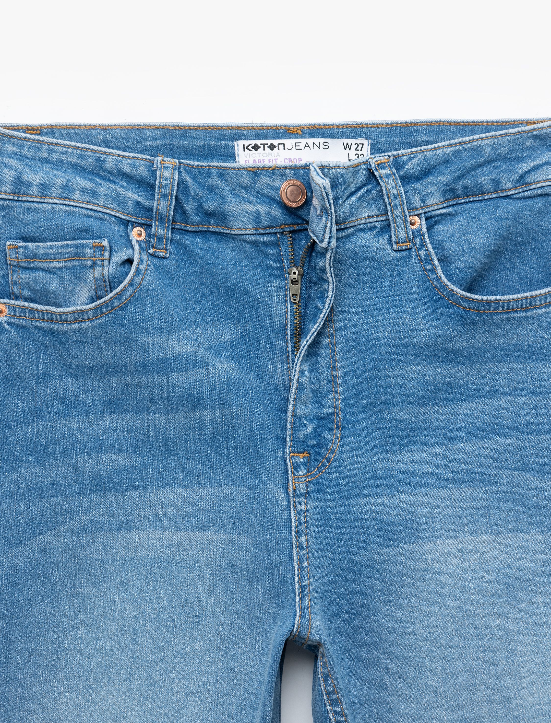   Yüksek Bel Kısa İspanyol Paça Jean Pantolon - Flare Jeans