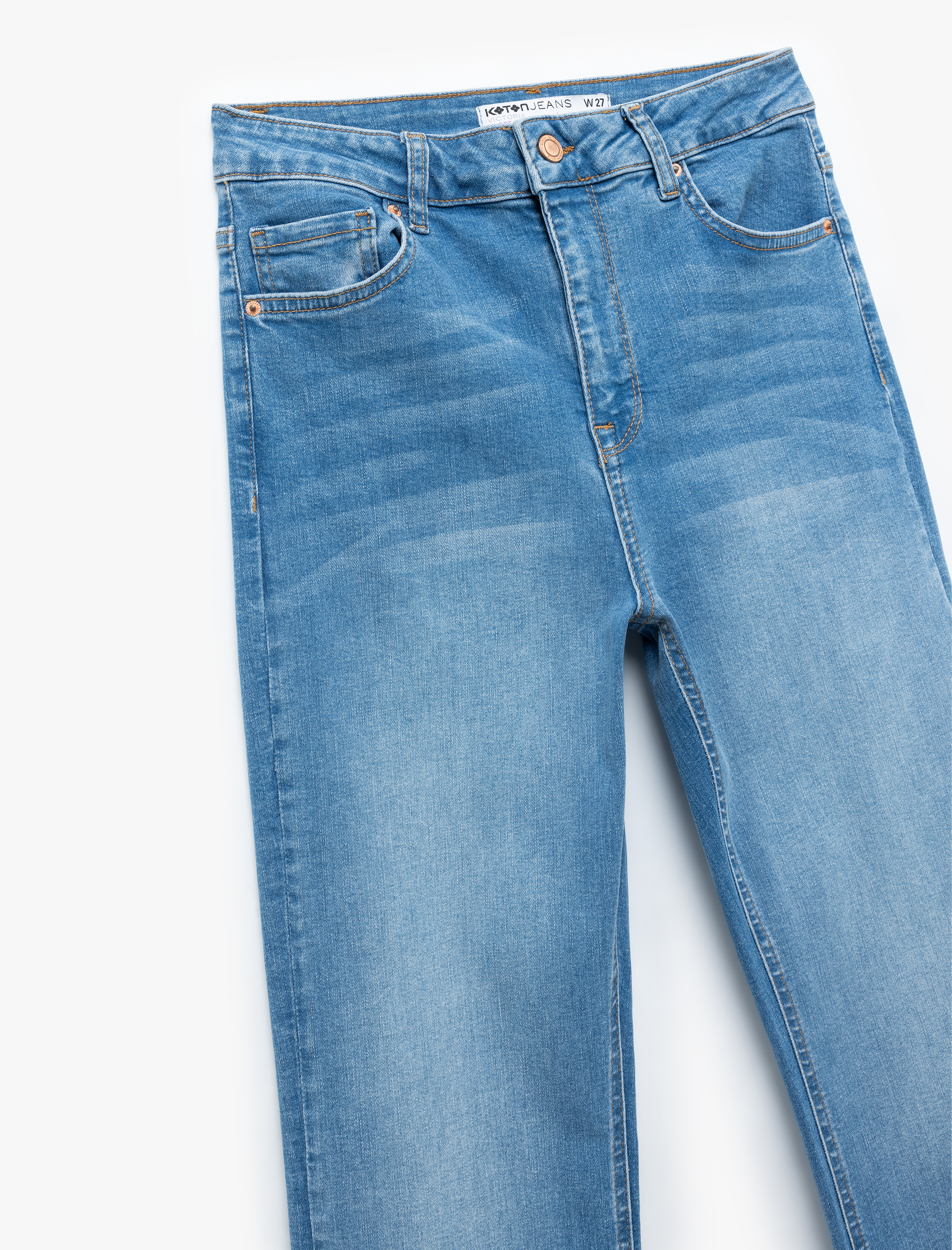   Yüksek Bel Kısa İspanyol Paça Jean Pantolon - Flare Jeans