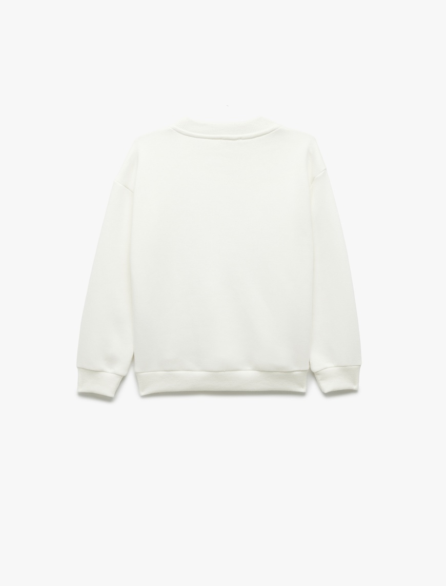  Erkek Çocuk Şardonlu Uzun Kollu Bisiklet Yaka Baskılı Sweatshirt