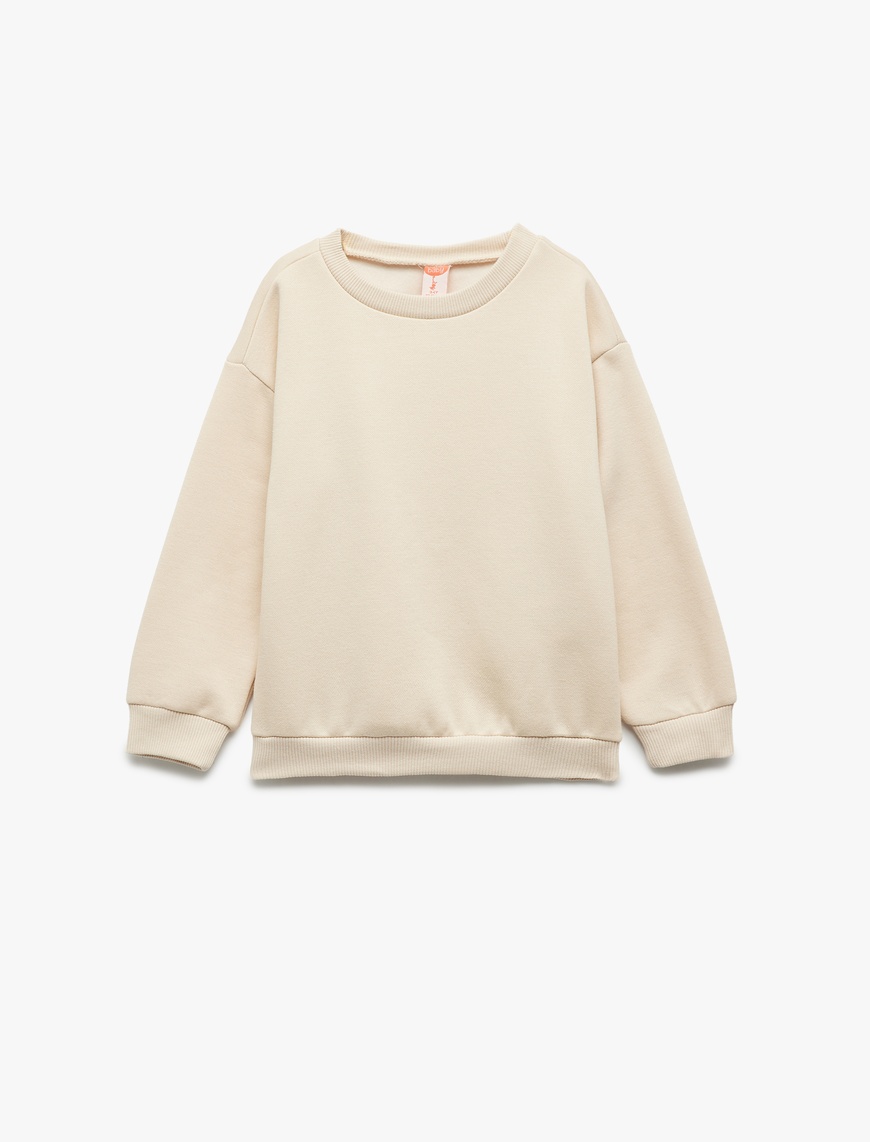  Erkek Bebek Şardonlu Uzun Kollu Basic Bisiklet Yaka Sweatshirt