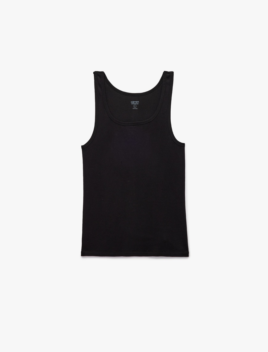   Bisiklet Yaka Kolsuz Slim Fit Ribanalı Pamuklu 2'li Atlet Seti