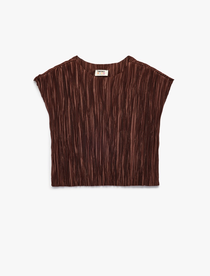 Kız Çocuk Bisiklet Yaka Dokulu Kolsuz Atlet