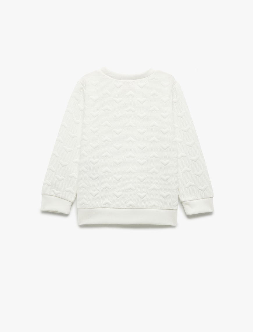  Kız Bebek Kalpli Uzun Kollu Bisiklet Yaka Sweatshirt