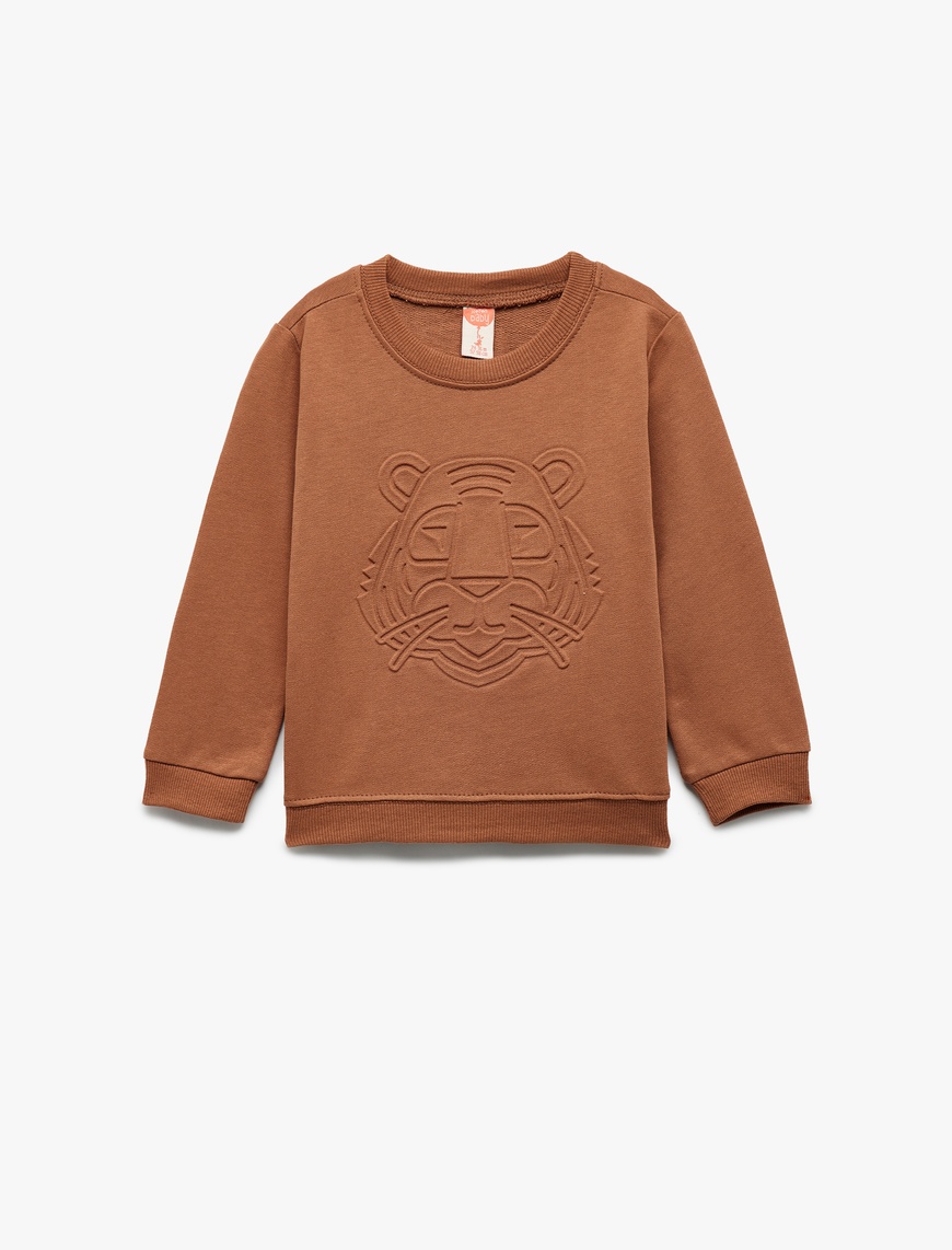  Erkek Bebek Uzun Kollu Bisiklet Yaka Pamuklu Baskılı Sweatshirt