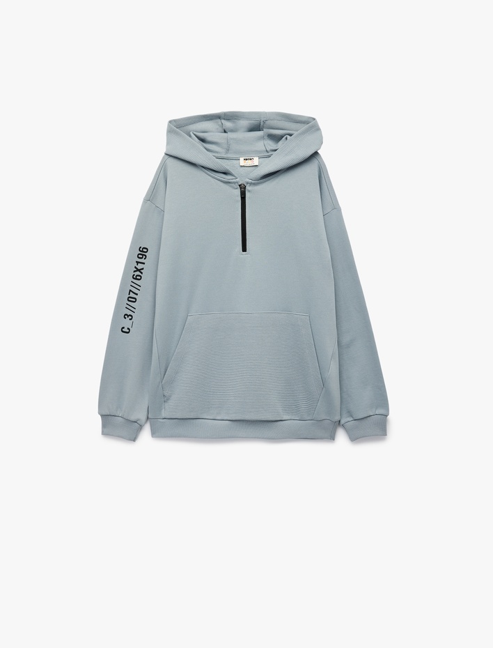 Erkek Çocuk Şardonlu Uzun Kollu Fermuarlı Kapşonlu Sweatshirt