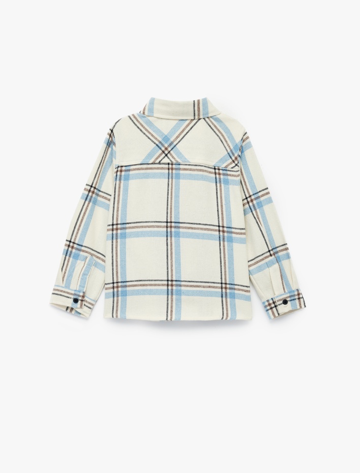 Erkek Bebek Uzun Kollu Klasik Yaka Düğmeli Cep Detaylı Ekoseli Oduncu Gömleği