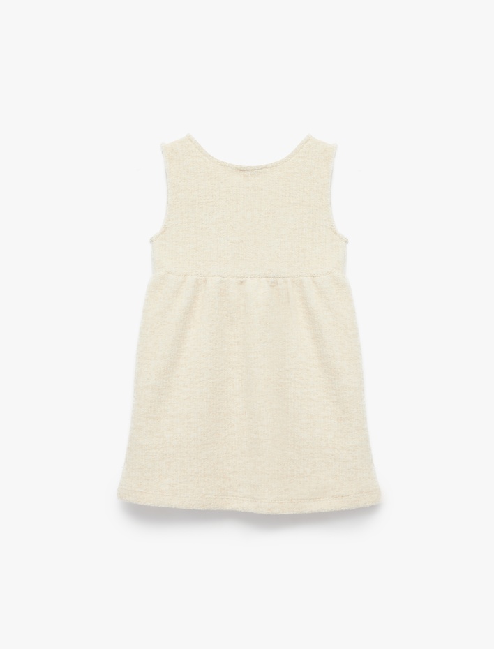 Kız Bebek Nakış Detaylı Kolsuz Bisiklet Yaka Jile Elbise