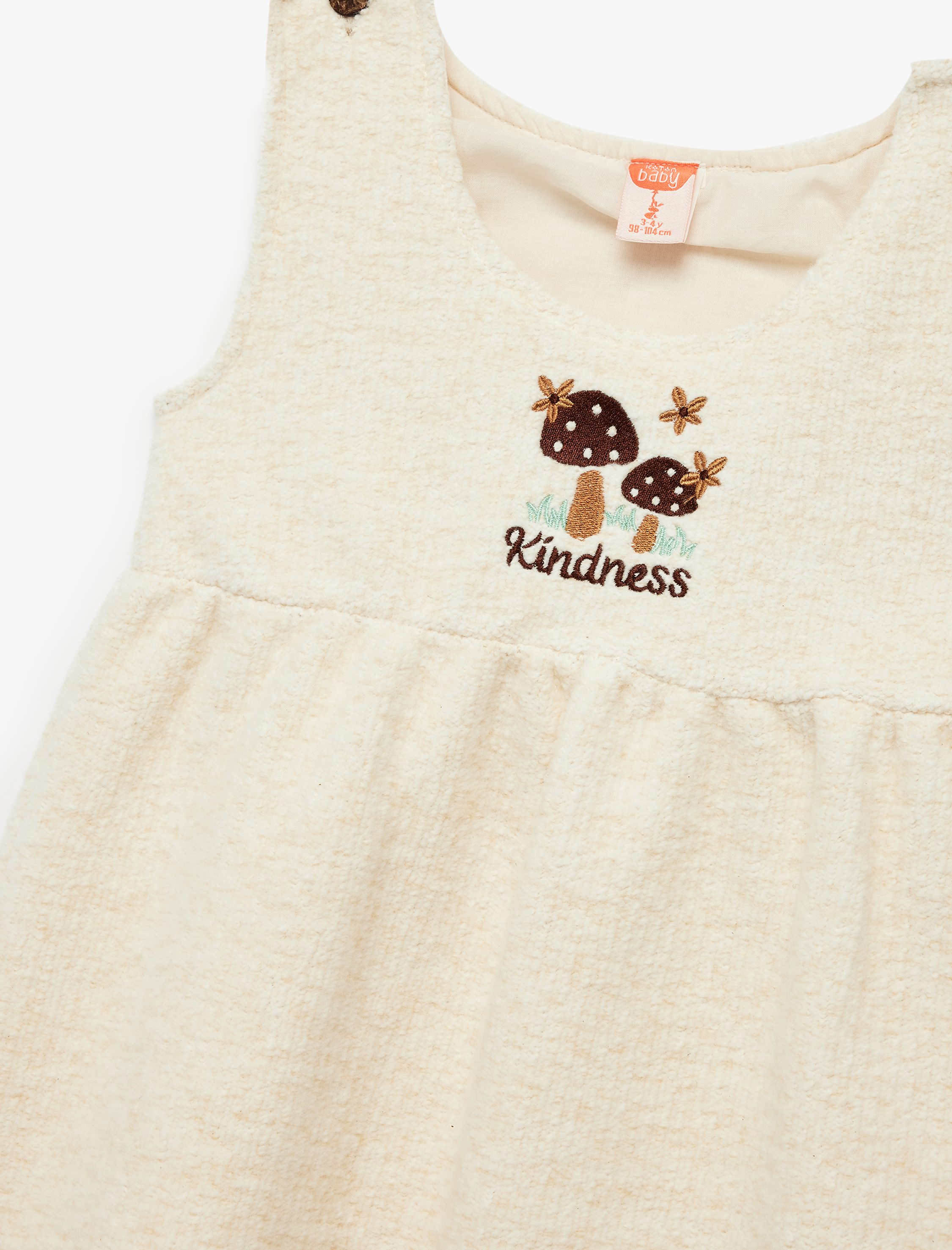  Kız Bebek Nakış Detaylı Kolsuz Bisiklet Yaka Jile Elbise