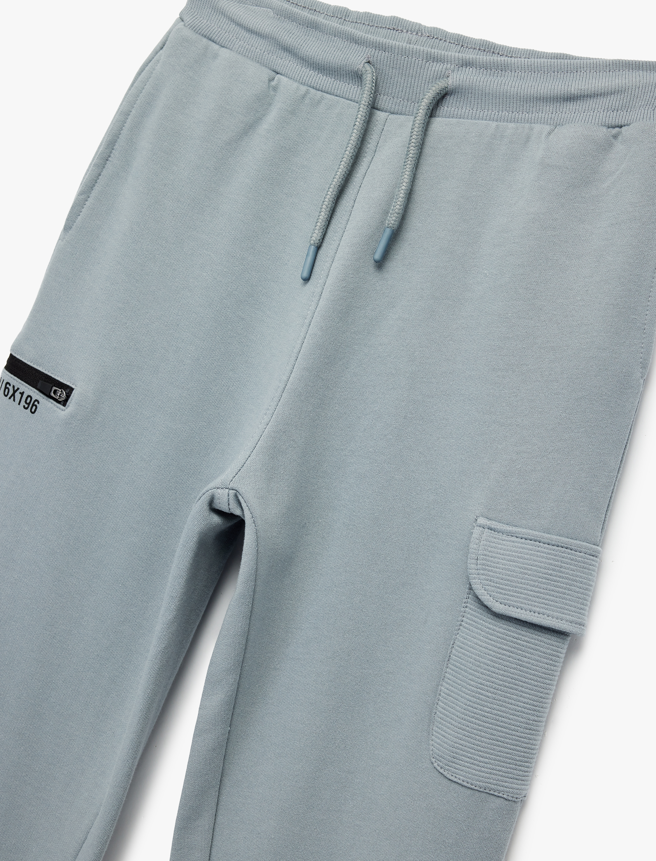  Erkek Çocuk Şardonlu Cepli Beli Bağcıklı Pamuklu Jogger Eşofman Altı