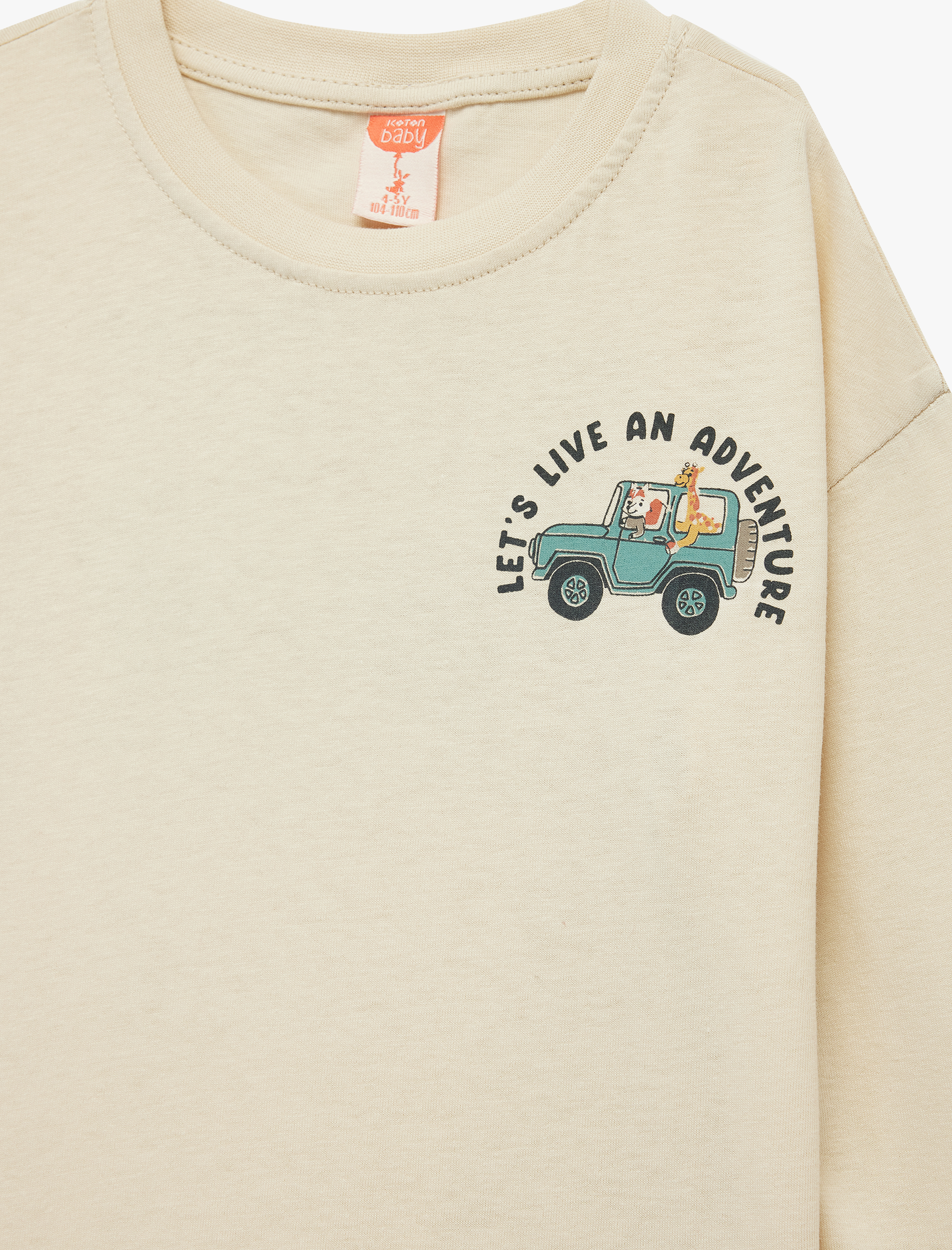 Erkek Bebek Uzun Kollu Oversize Bisiklet Yaka Baskılı Pamuklu Tişört