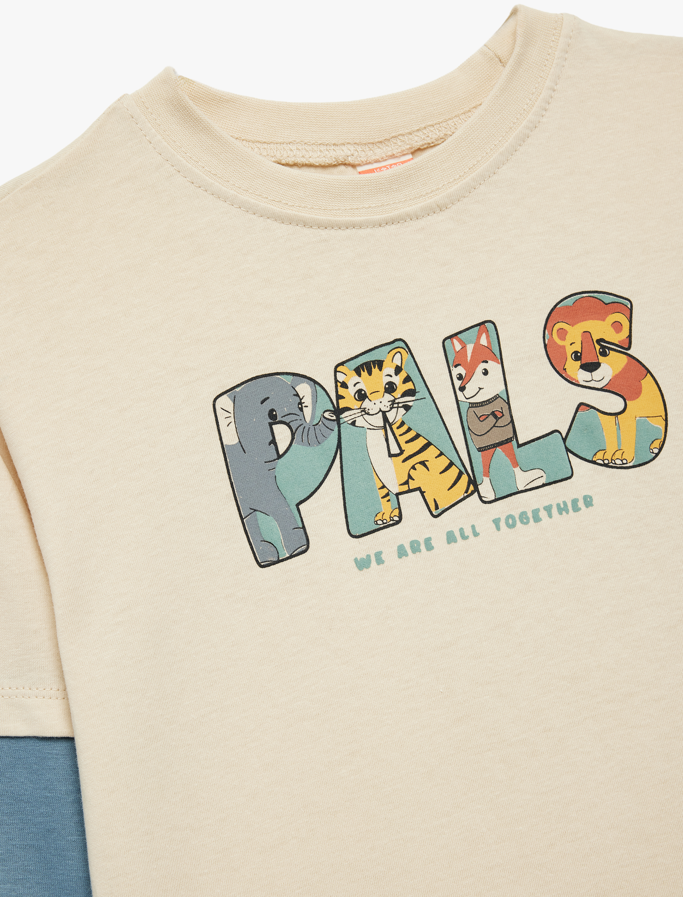  Erkek Bebek Pamuklu Uzun Çıkma Kol Oversize Bisiklet Yaka Baskılı Tişört