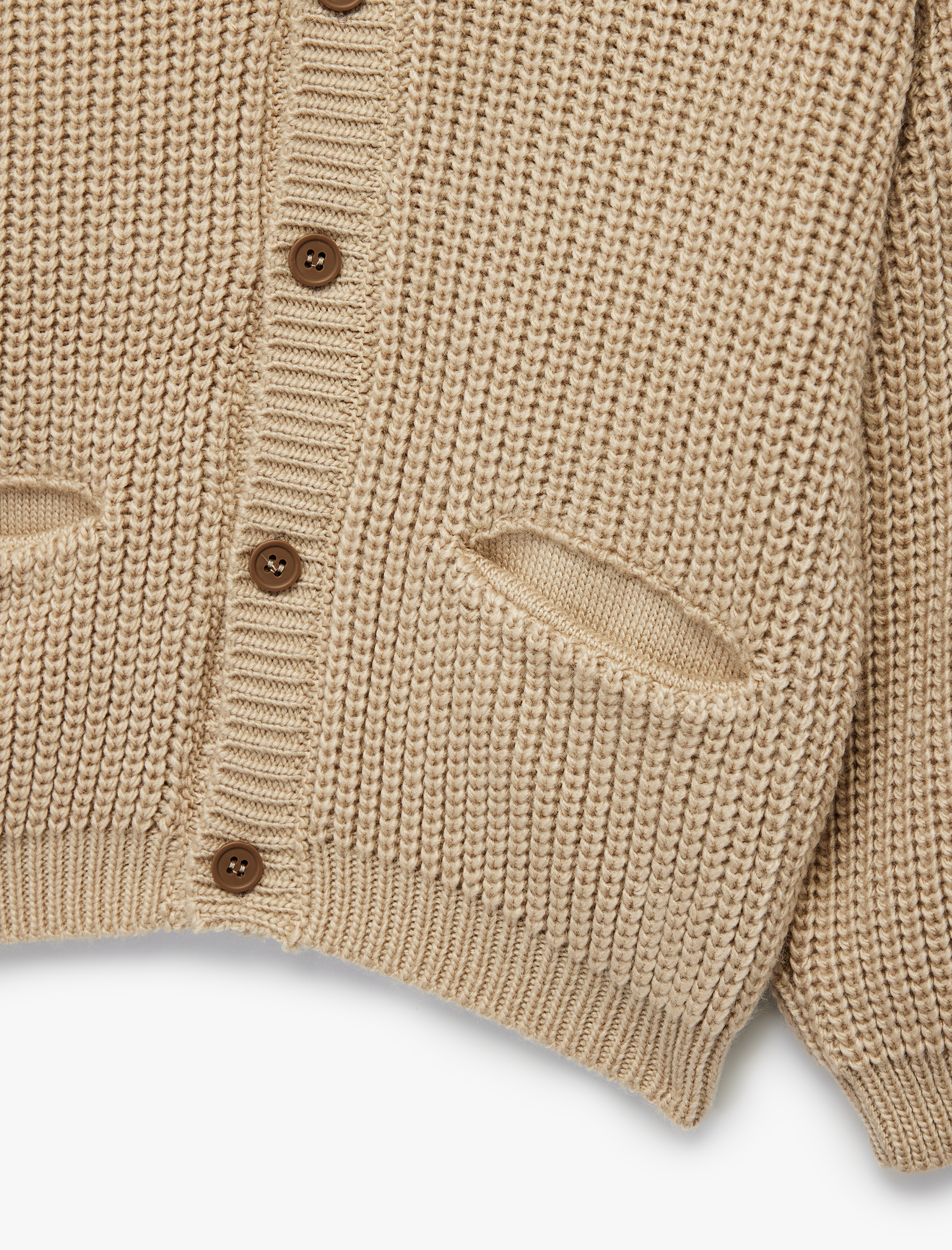  Erkek Bebek Uzun Kollu Düğmeli Cep Detaylı Kapüşonlu Triko Hırka