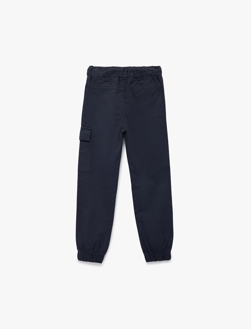  Erkek Çocuk Pamuklu Gabardin Beli Bağcıklı Kargo Pantolon