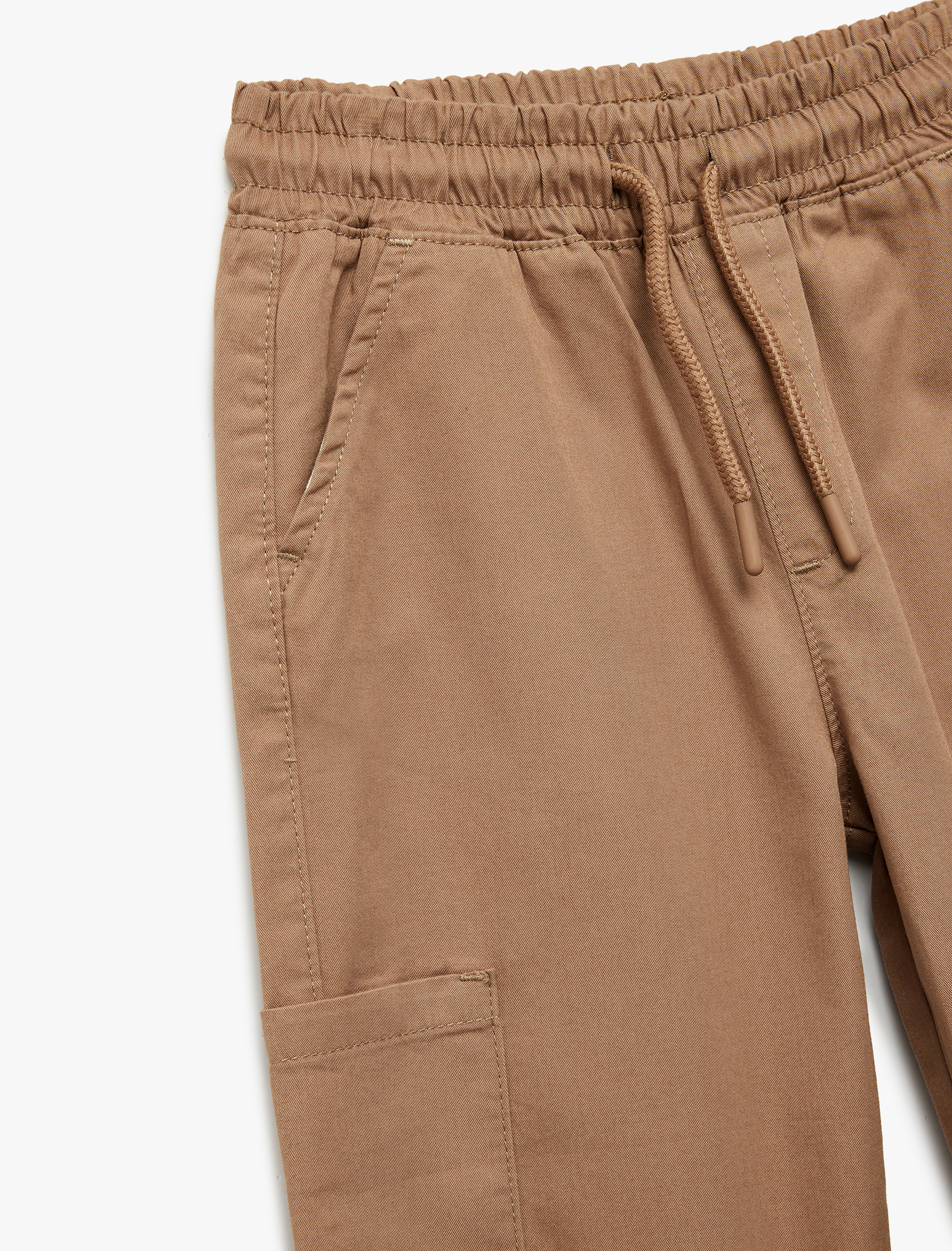  Erkek Bebek Pamuklu Gabardin Beli Bağcıklı Kargo Cepli Jogger Pantolon