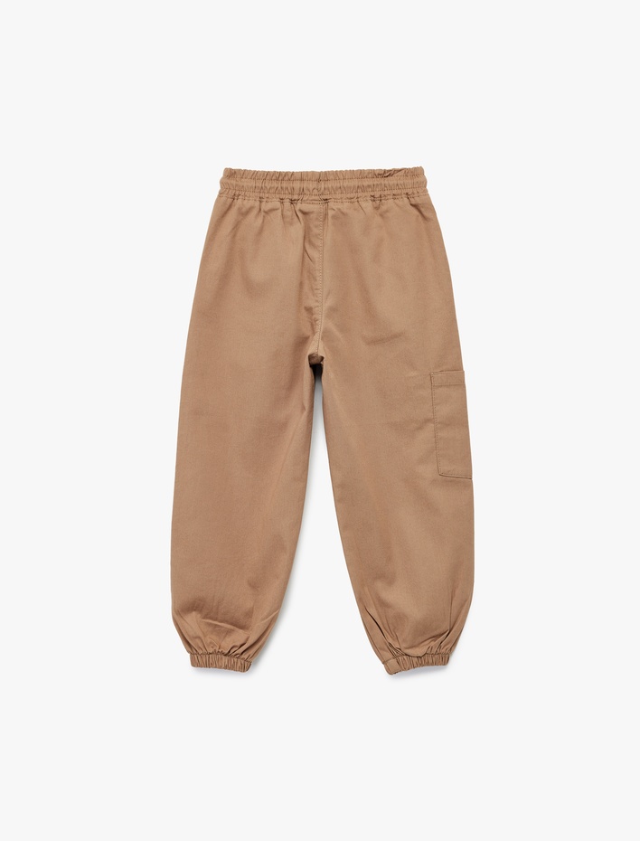 Erkek Bebek Pamuklu Gabardin Beli Bağcıklı Kargo Cepli Jogger Pantolon