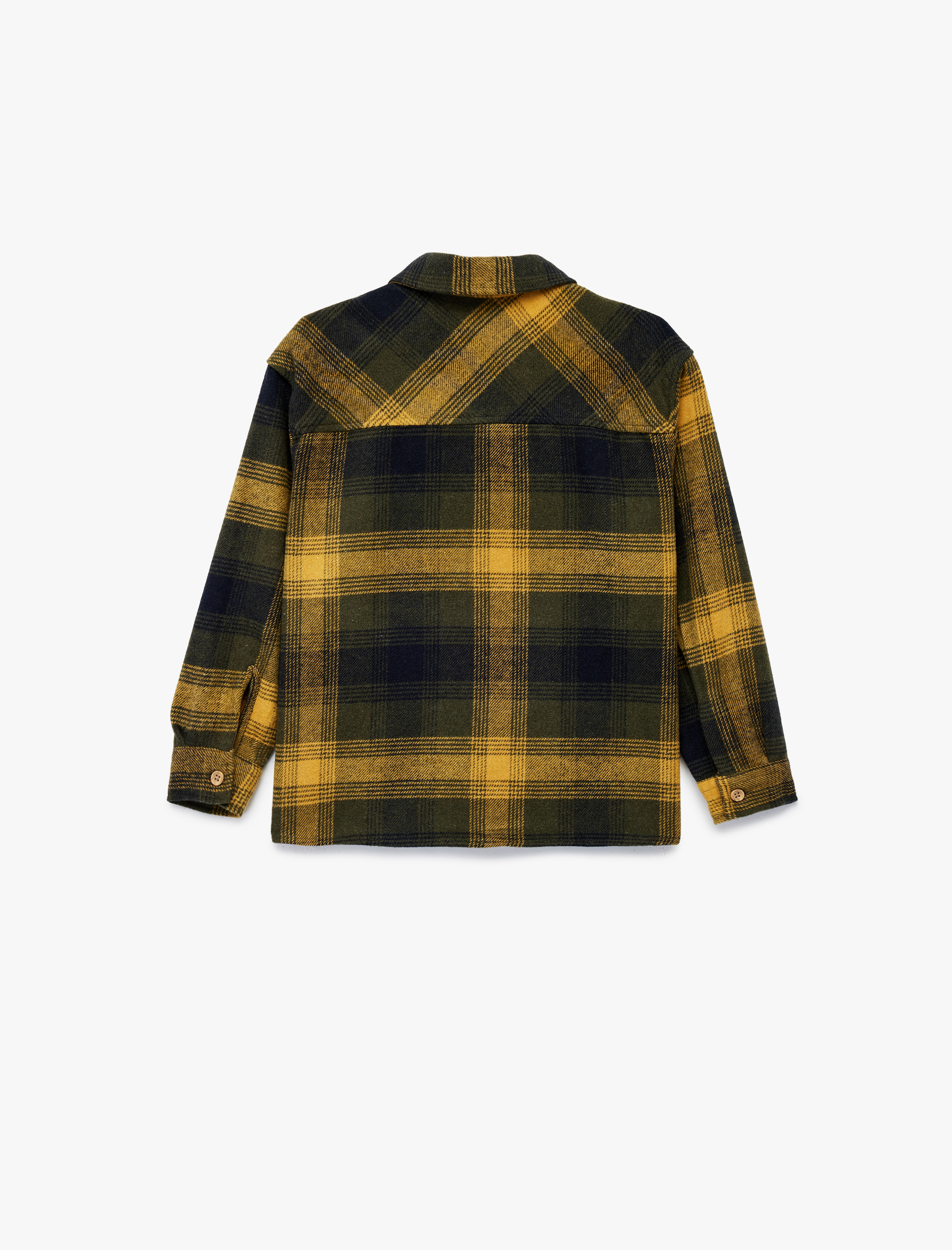  Erkek Çocuk Klasik Yaka Cepli Uzun Kollu Ekose Oduncu Gömlek