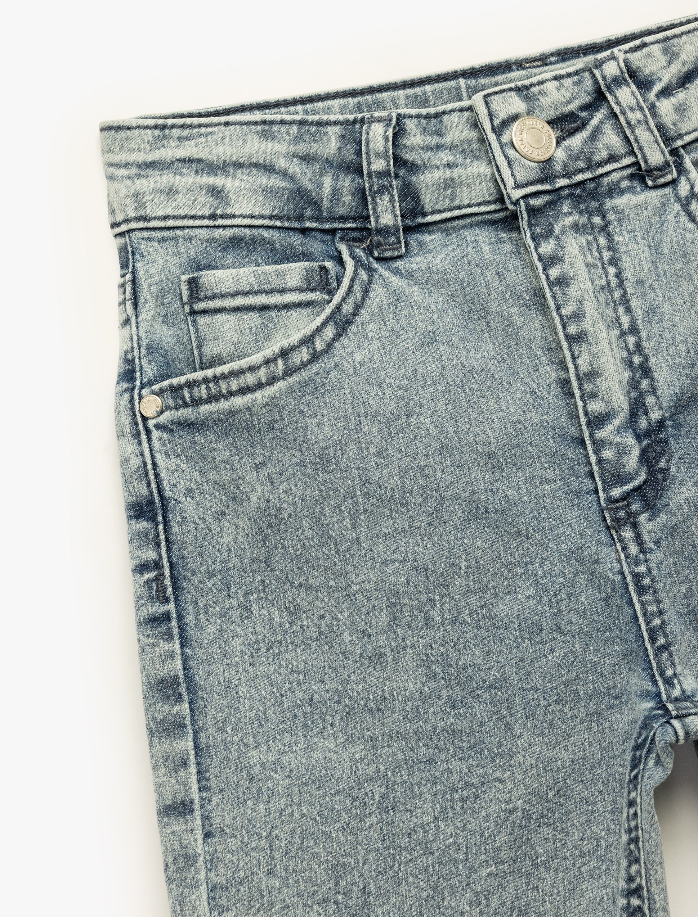  Erkek Çocuk Beli Ayarlanabilir Lastikli Pamuklu Dar Paça Denim Pantolon - Slim Jean