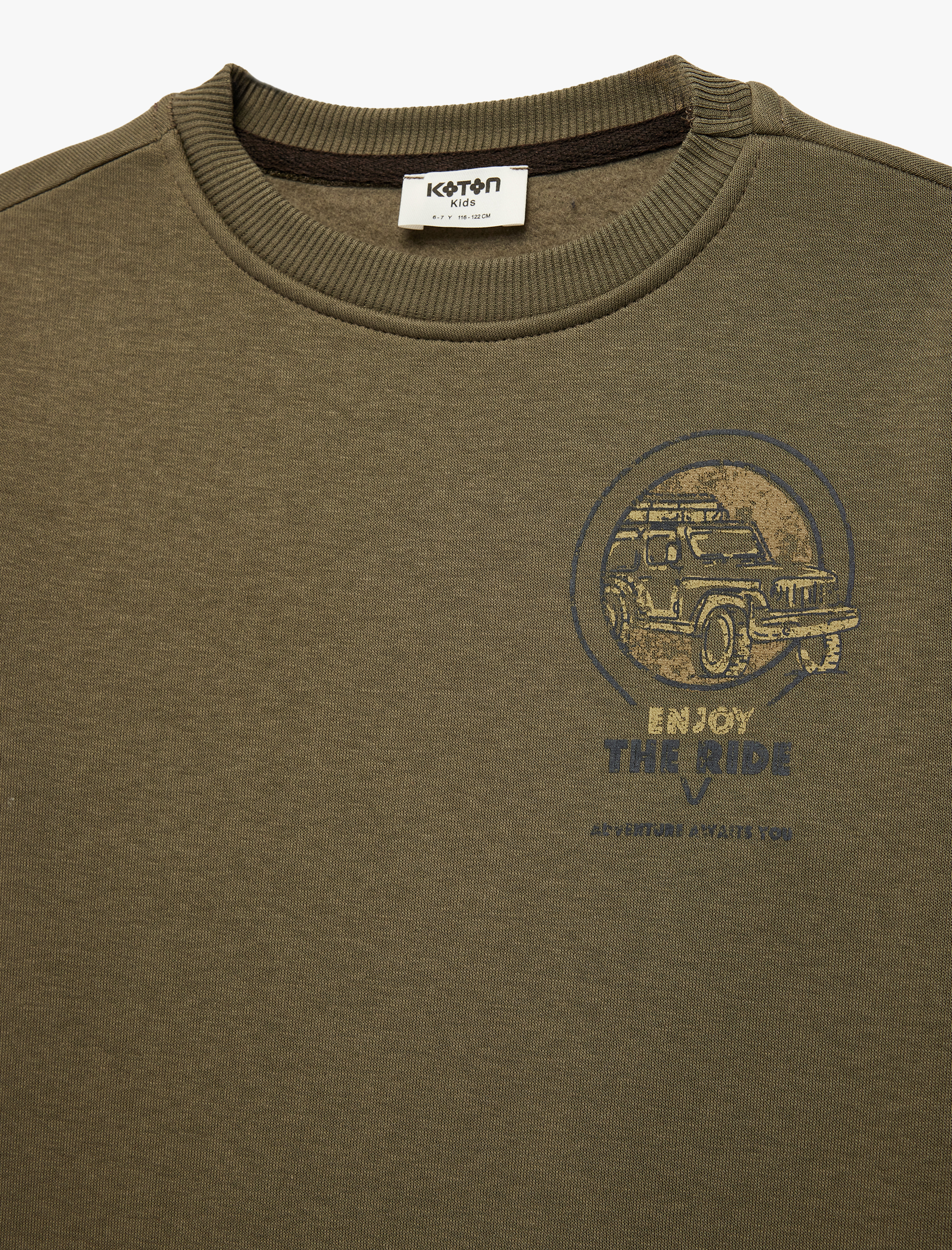  Erkek Çocuk Şardonlu Uzun Kollu Bisiklet Yaka Baskılı Sweatshirt