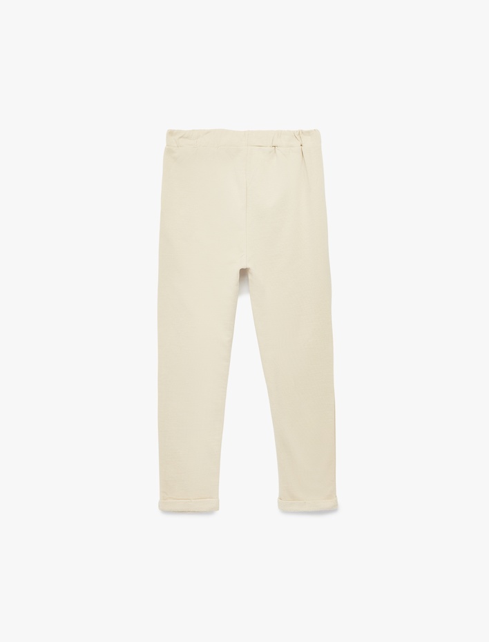 Erkek Bebek Şardonlu Pamuklu Cepli Düğme Detaylı Beli Bağcıklı Pantolon