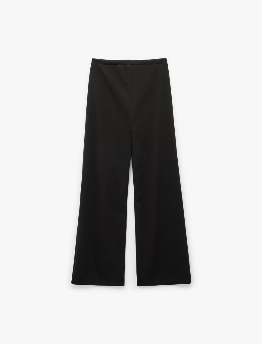   Yüksek Bel Bağcıklı Geniş Paça Pantolon