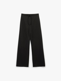 Yüksek Bel Bağcıklı Geniş Paça Pantolon