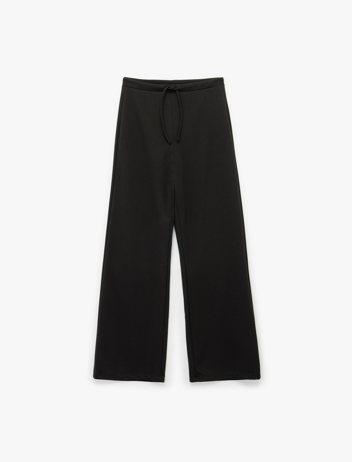  Yüksek Bel Bağcıklı Geniş Paça Pantolon