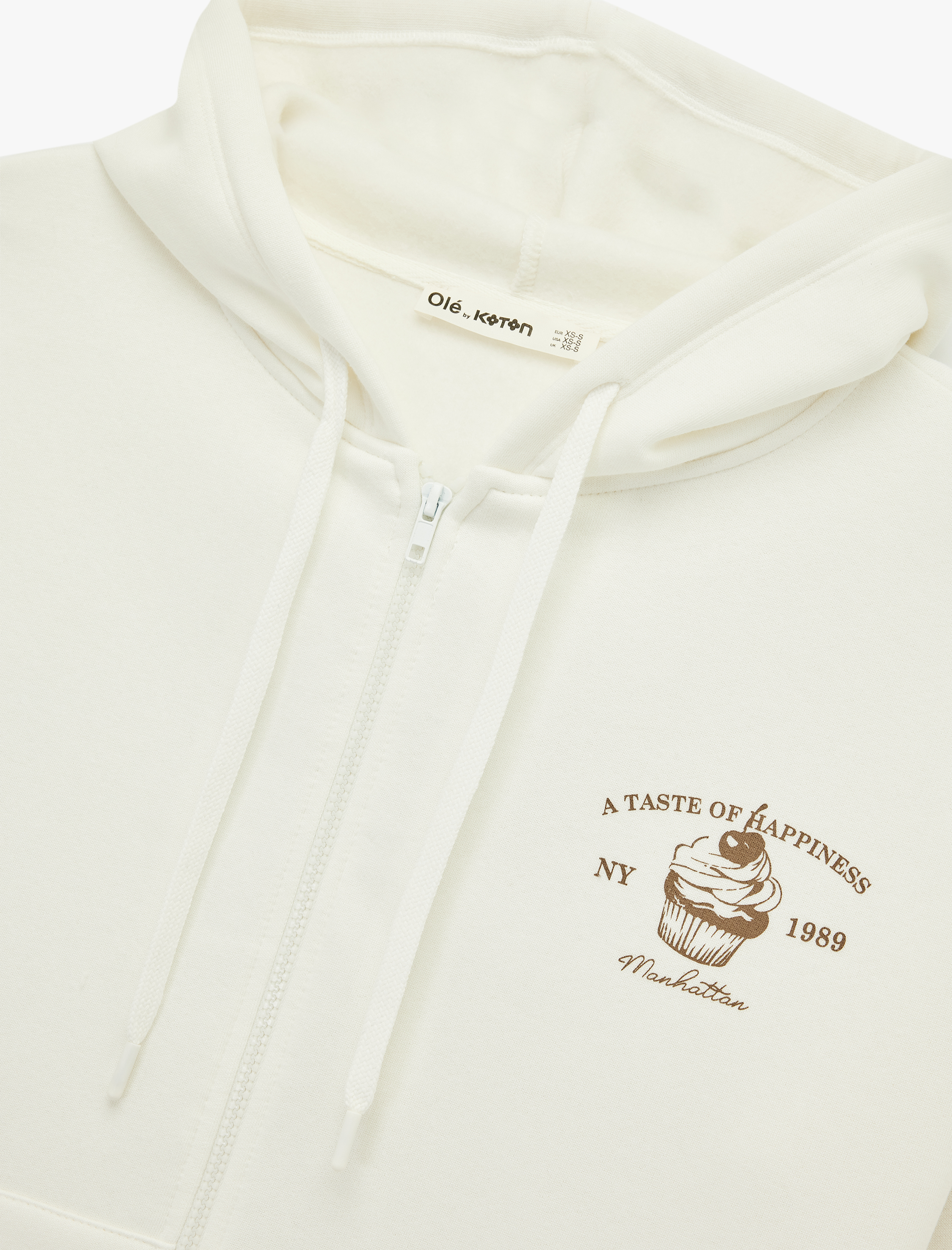   Şardonlu Fermuarlı Arkası Baskılı Kanguru Cepli Kapüşonlu Oversize Sweatshirt