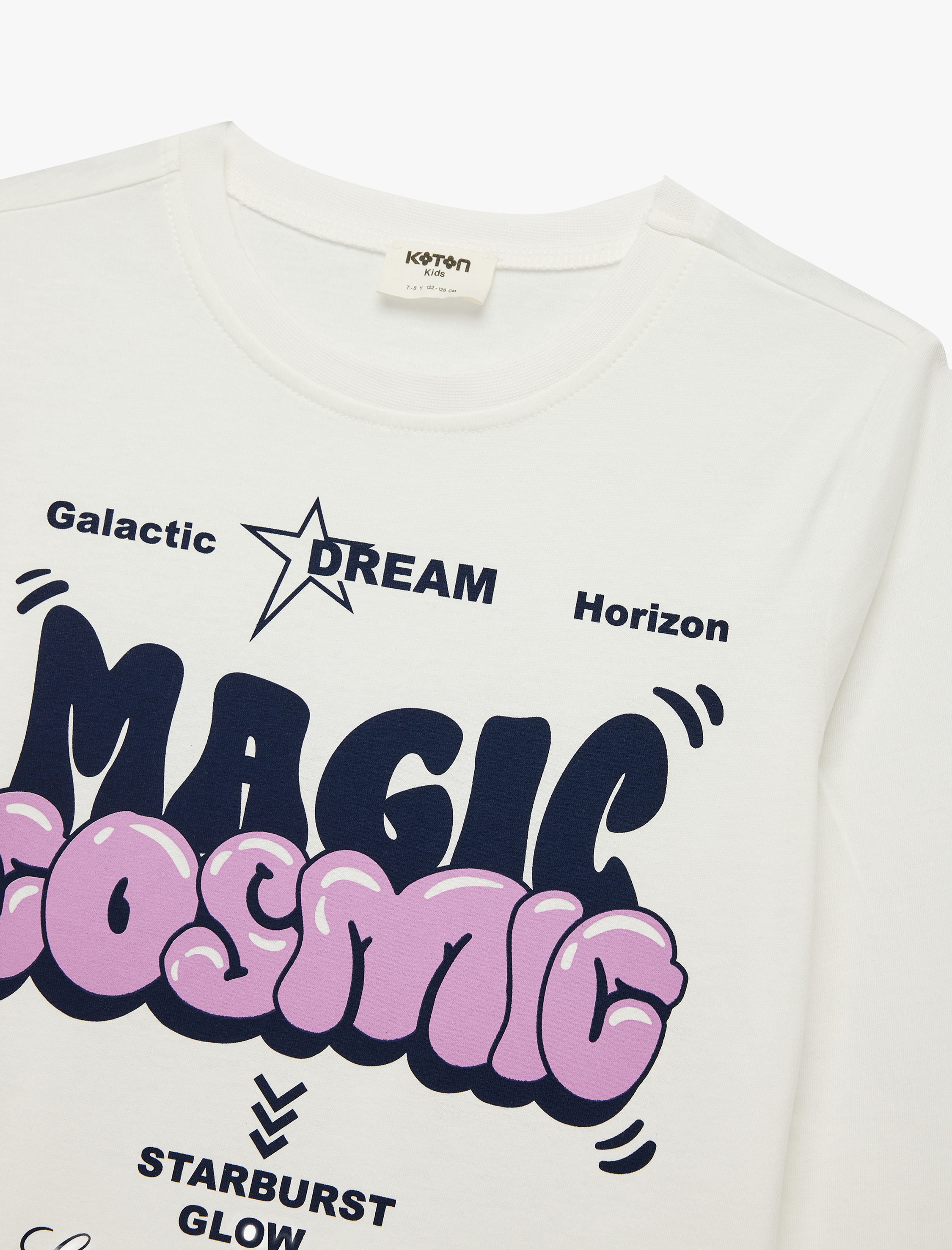  Kız Çocuk Pamuklu Bisiklet Yaka Uzun Kollu Baskılı Tişört