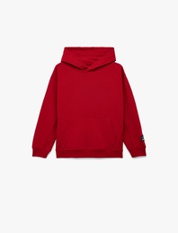 Pamuklu Kanguru Cepli Uzun Kollu Kapüşonlu Şardonlu Oversize Sweatshirt