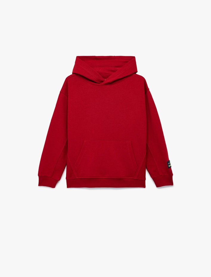 Erkek Çocuk Pamuklu Kanguru Cepli Uzun Kollu Kapüşonlu Şardonlu Oversize Sweatshirt