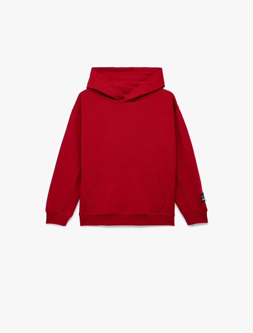  Erkek Çocuk Pamuklu Kanguru Cepli Uzun Kollu Kapüşonlu Şardonlu Oversize Sweatshirt