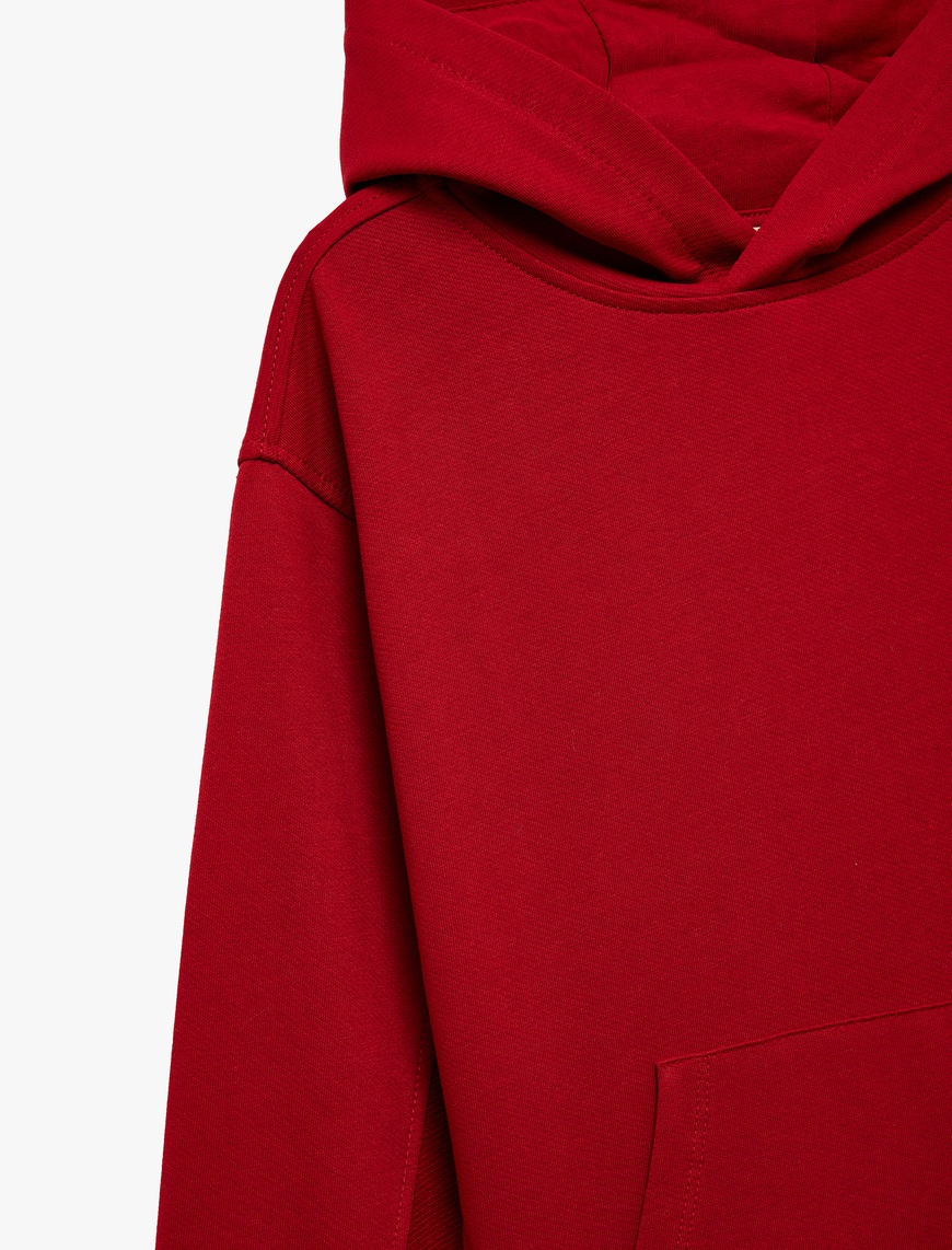  Erkek Çocuk Pamuklu Kanguru Cepli Uzun Kollu Kapüşonlu Şardonlu Oversize Sweatshirt