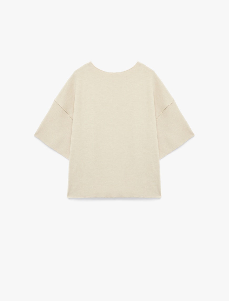   Kısa Kollu Bisiklet Yaka Basic Oversize Tişört