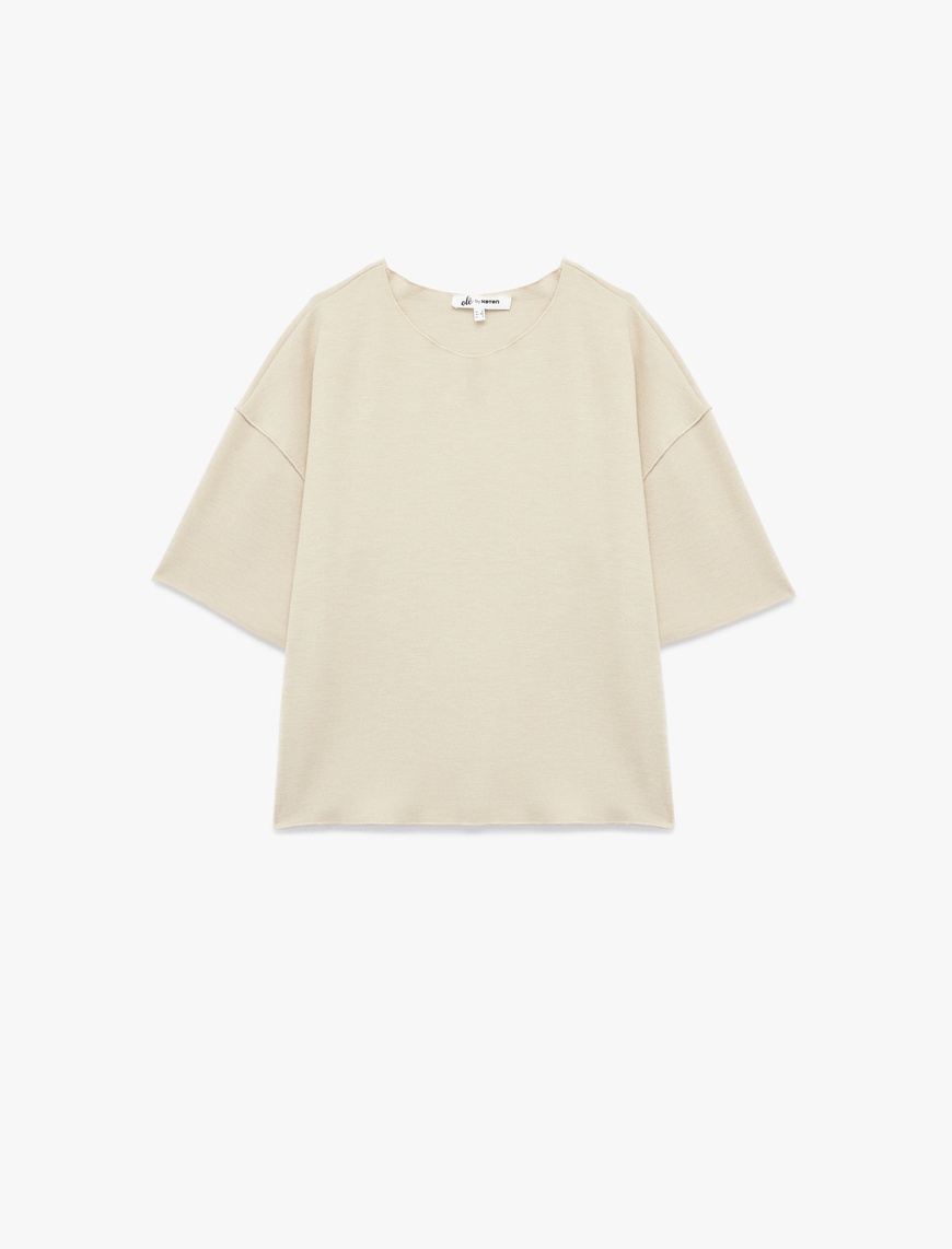   Kısa Kollu Bisiklet Yaka Basic Oversize Tişört