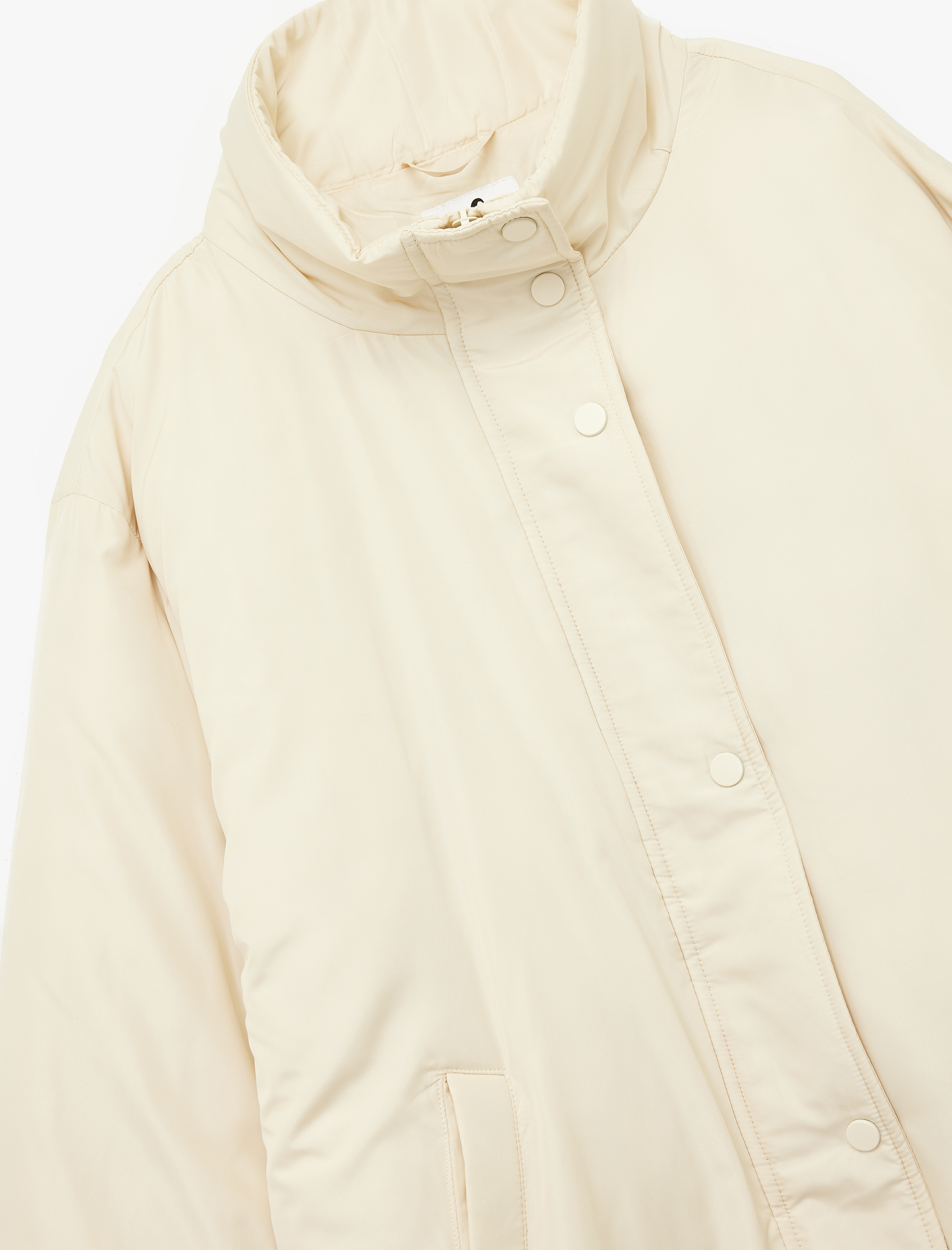   Dik Yaka Çıtçıt Düğmeli Cepli Uzun Kollu Rahat Kalıp Anorak Ceket