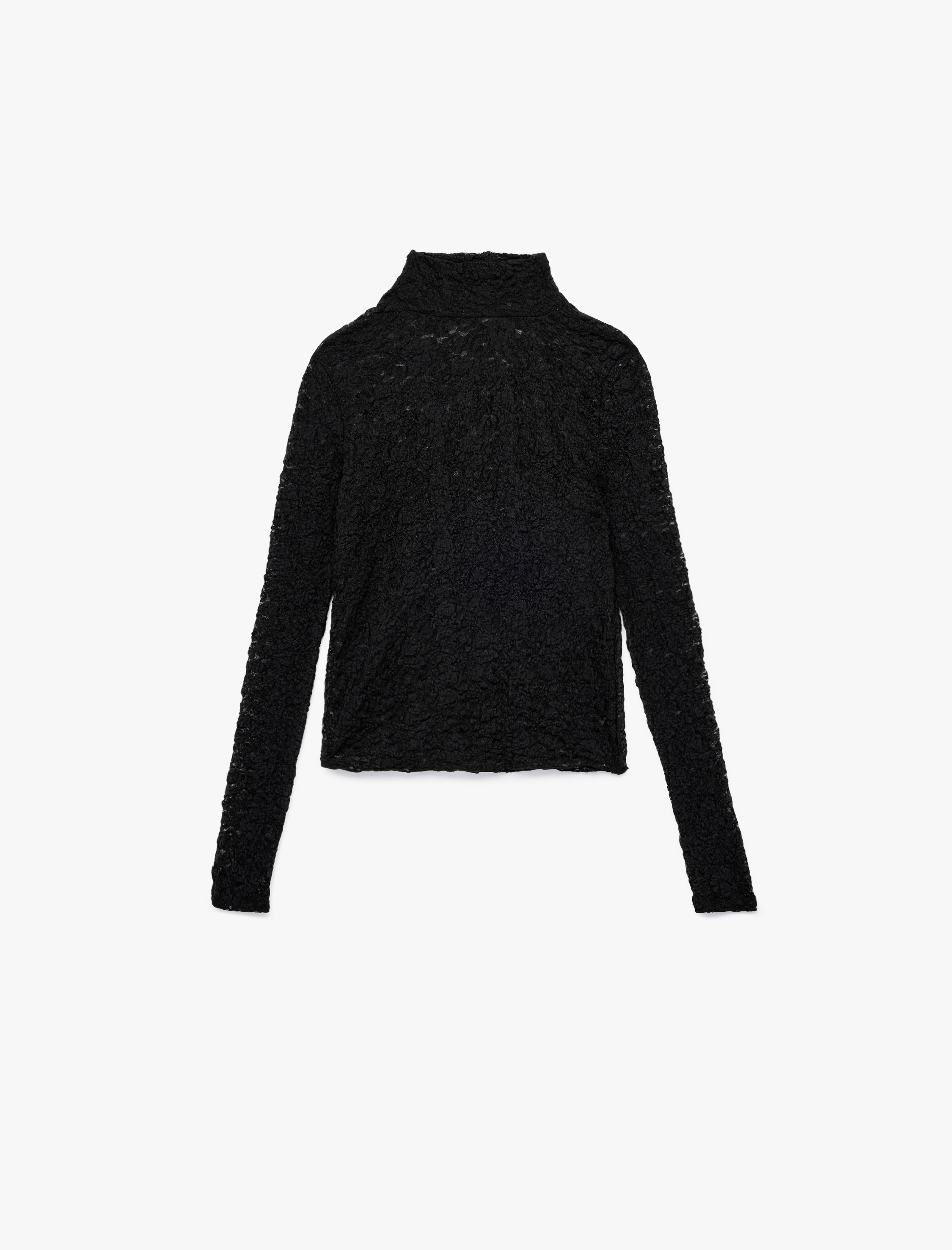   Slim Fit Uzun Kollu Dik Yaka Floral Dokulu Dantelli Bluz