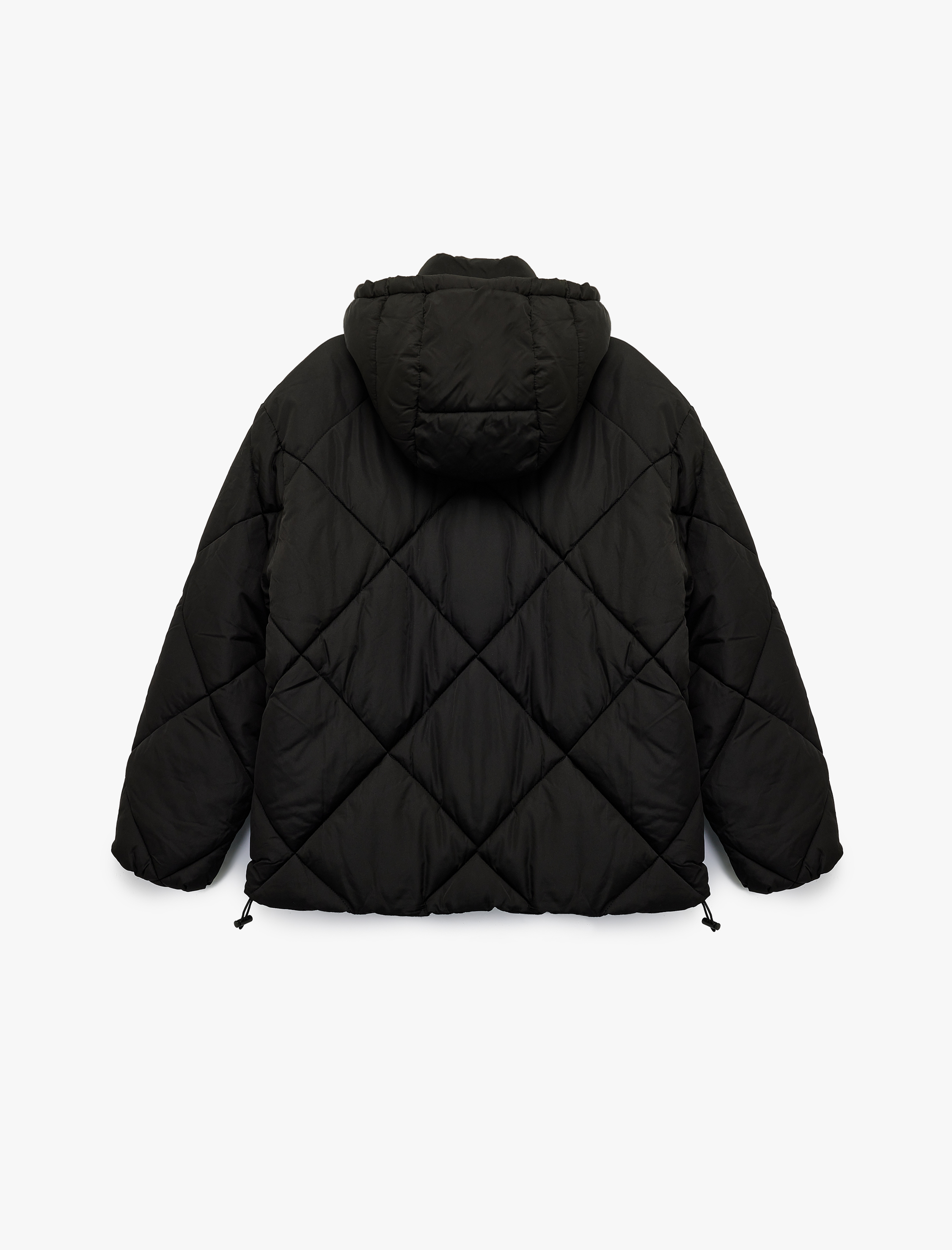 Polar Cep Detaylı Uzun Kollu Fermuarlı Su İtici Kapşonlu Kapitone Mont