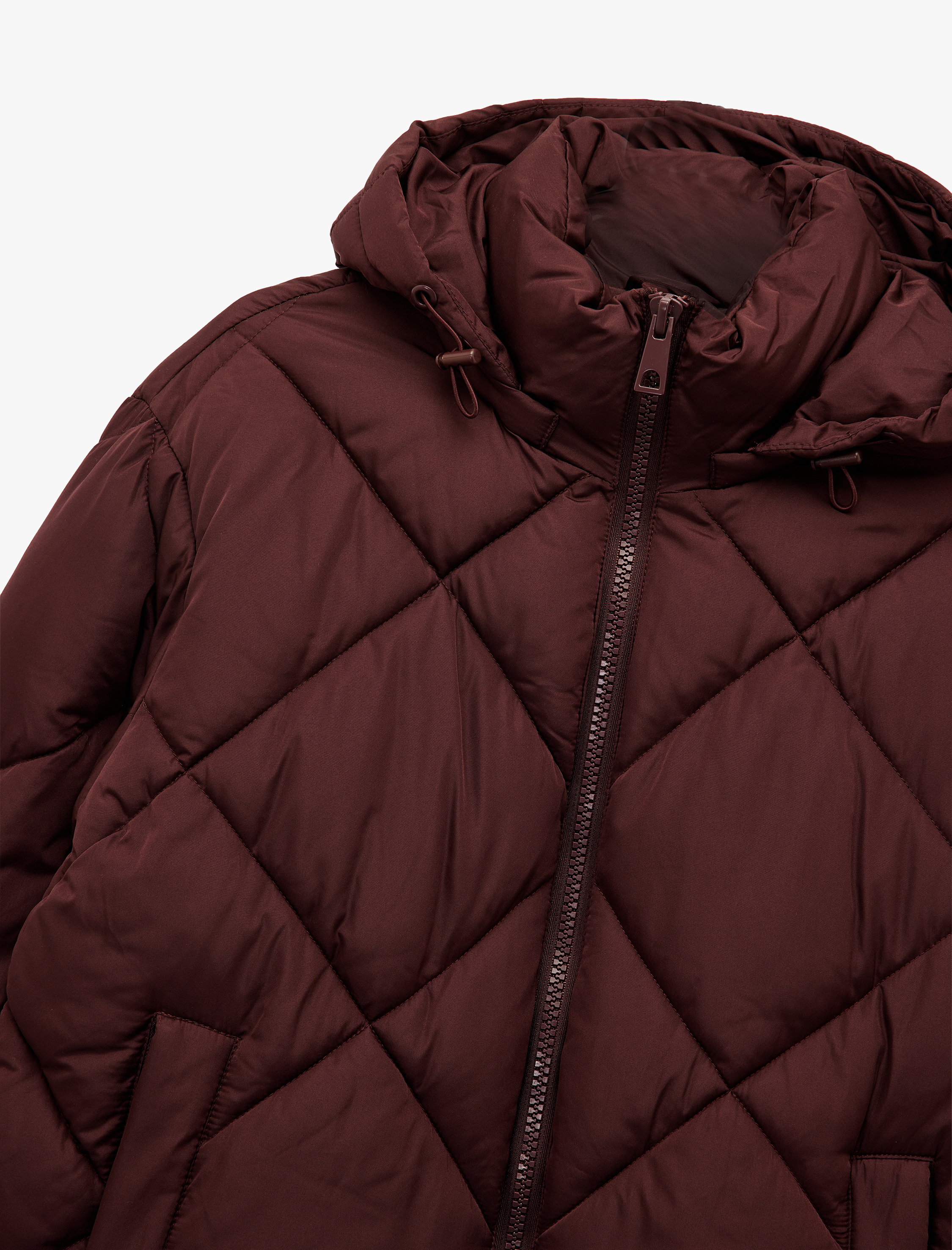 Polar Cep Detaylı Uzun Kollu Fermuarlı Su İtici Kapşonlu Kapitone Mont