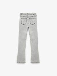 Yüksek Bel Dar Kesim İspanyol Paça Denim Pantolon - Flare Jeans