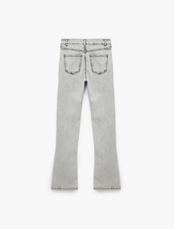  Yüksek Bel Dar Kesim İspanyol Paça Denim Pantolon - Flare Jeans