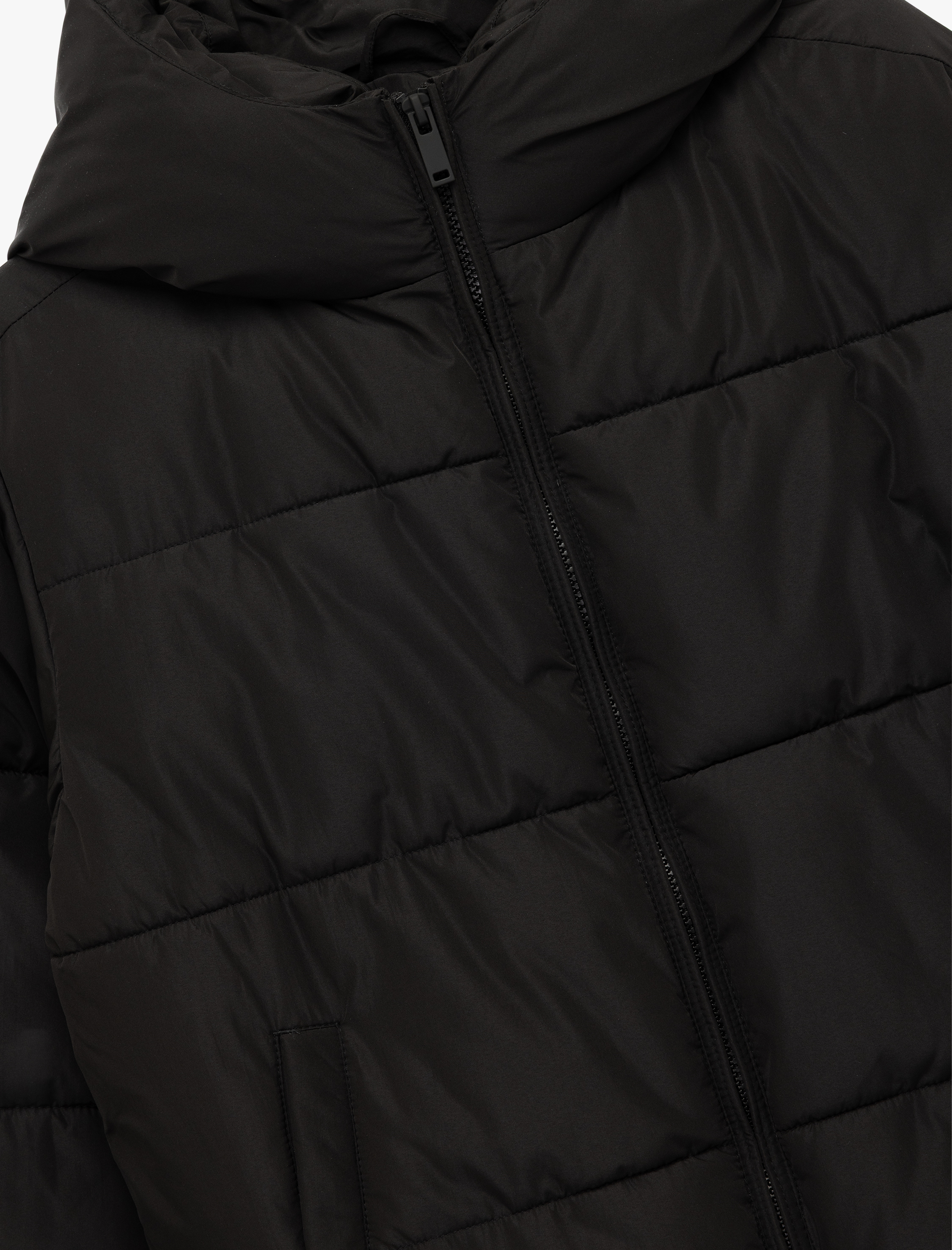   Su İtici Uzun Kollu Cepli Fermuarlı Kapüşonlu Kısa Şişme Mont