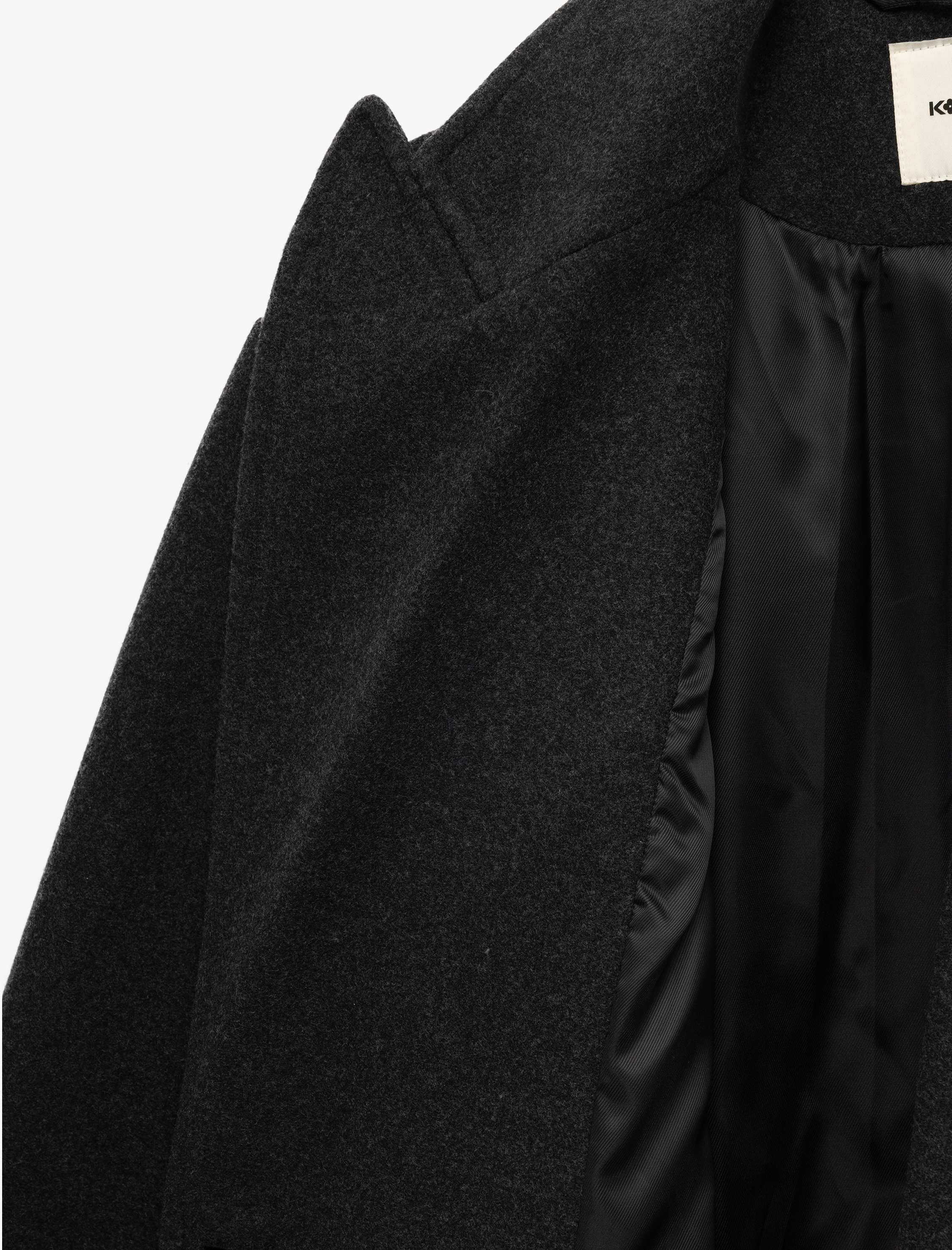   Kruvaze Yaka Uzun Kollu Düğmeli Cepli Uzun Kaşe Kaban