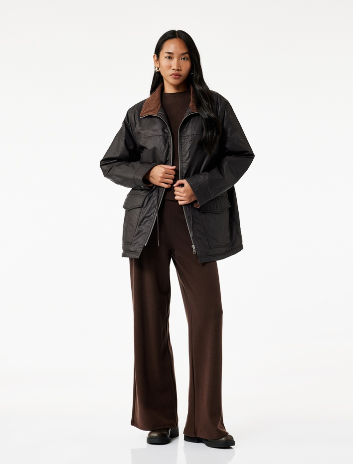  Koton X Sima Tarkan - Uzun Kollu Cepli Fermuarlı Su İtici Ceket